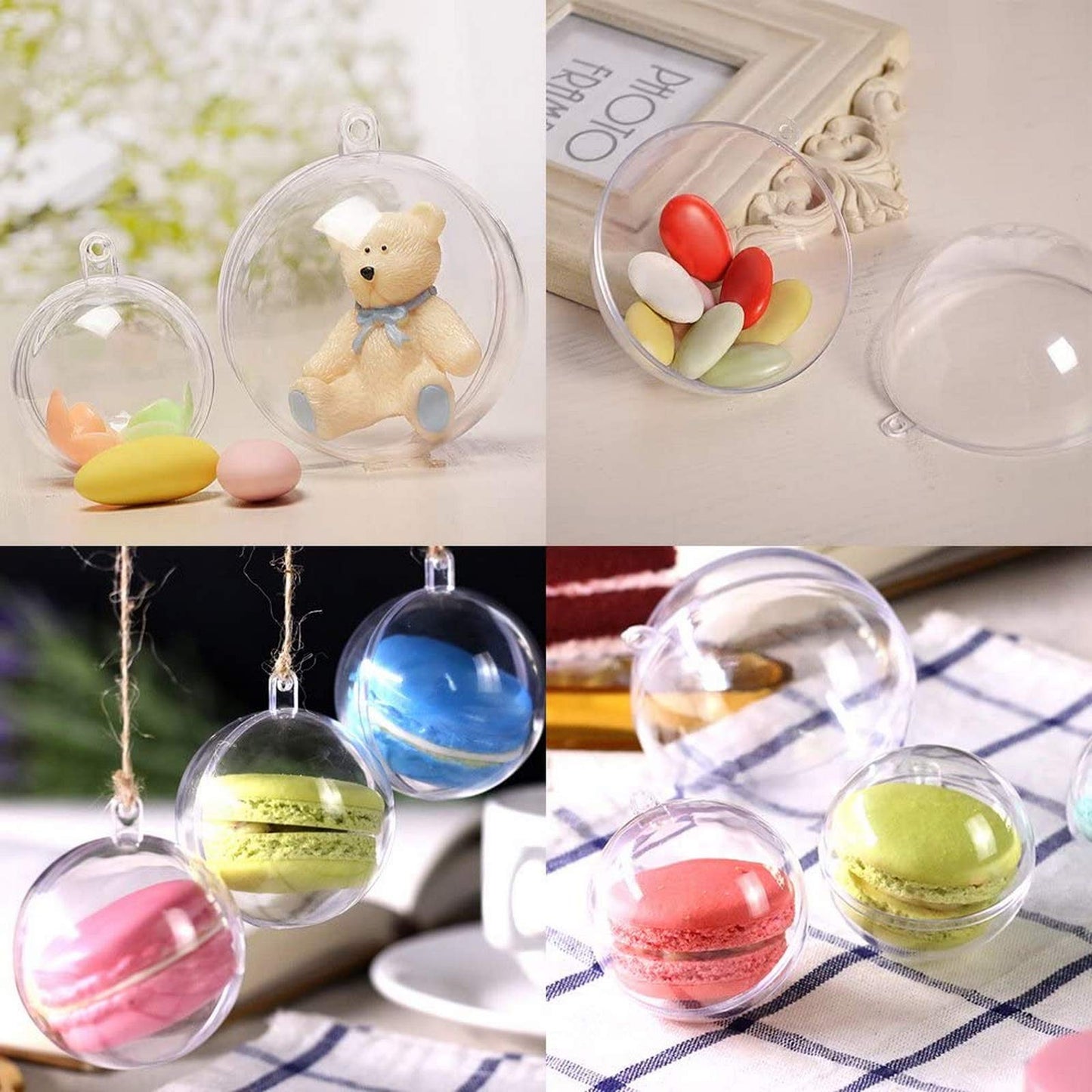 Acrylic balls 20 pieces Christmas ball clear DIY transparent ornament for seasonal decor, wedding decor, Christmas tree hanging ball (10 cm)