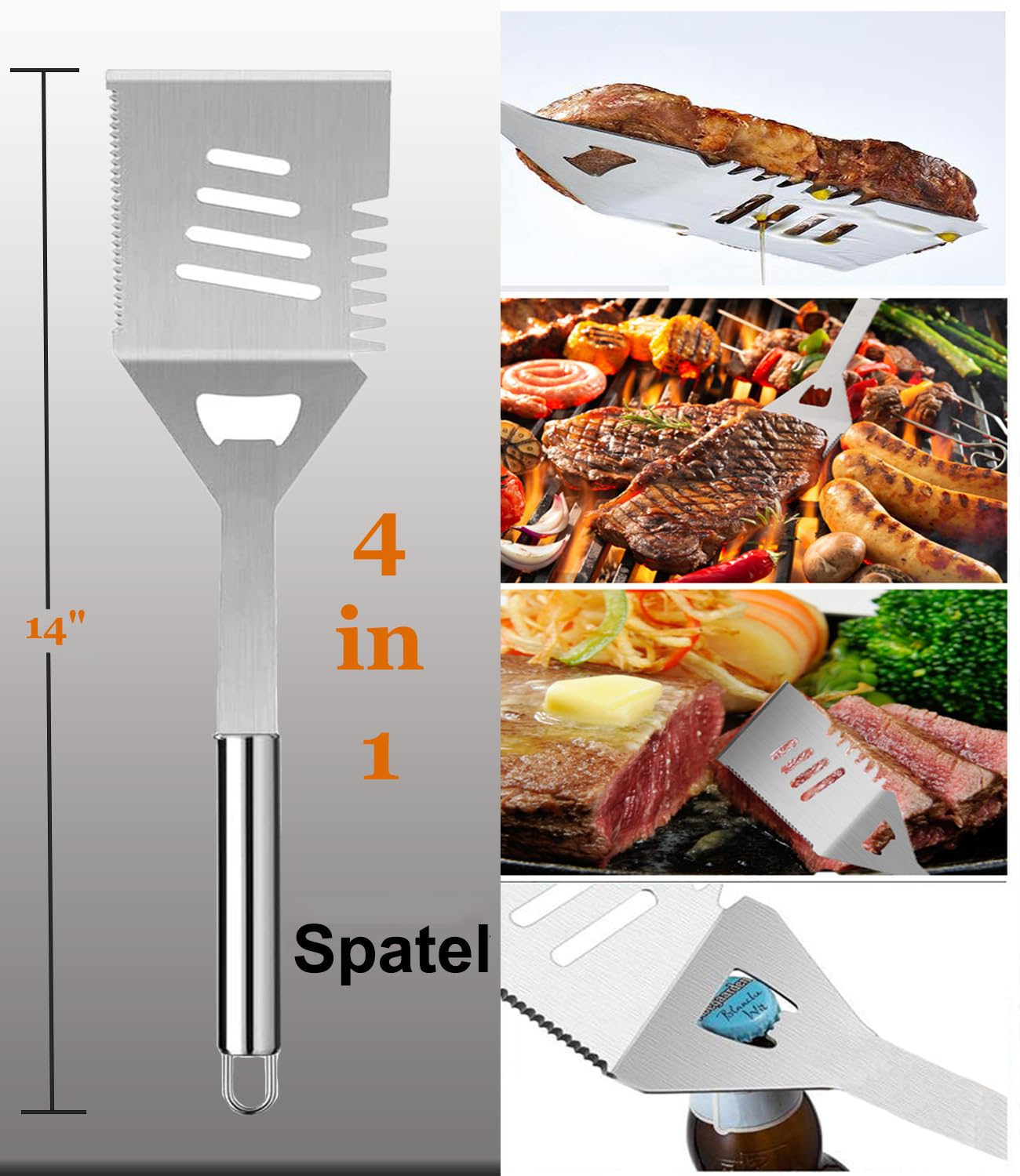 BBQ Grill Tool Set, Men's Grill Accessories Gift, Stainless Steel Grill Case Set of 20, Grill Accessories with tongs, spatula, and apron, Ideal BBQ Set for Outdoor and Camping.