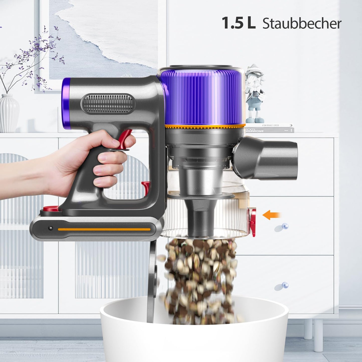 Avalsor 550W/45000Pa/65Mins Battery Vacuum Cleaner, Cordless Vacuum with Touchscreen and Anti-Tangle Brush, 1.5L Dust Container, 9-in-1 for Hard Floors, Carpets, and Pet Hair.