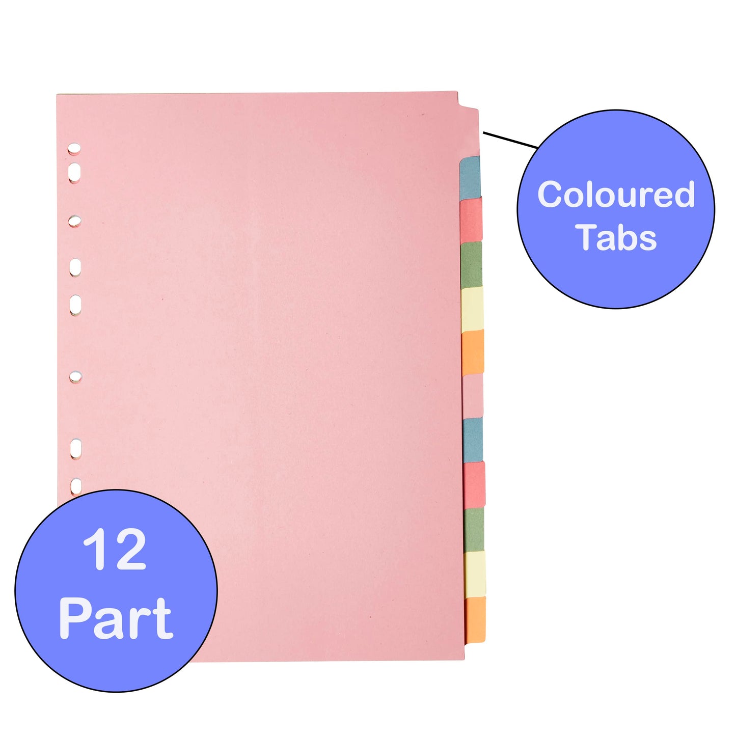 A4 folder dividers, 12-part filing system for ring binders & file folders, 25 pieces, folder and compartment dividers with writable colored index tabs The Paper Shop