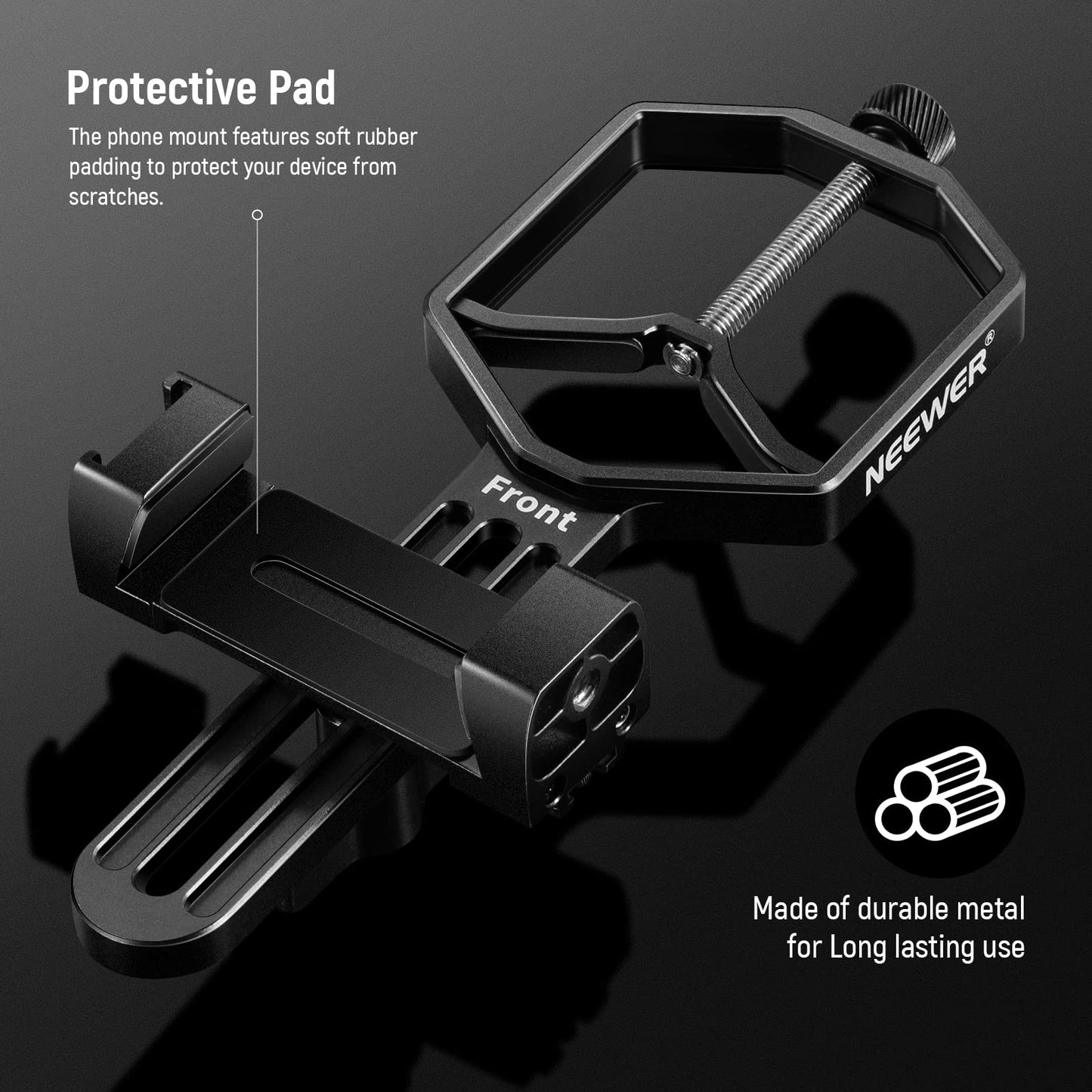 NEEWER Metal Telescopic Phone Holder, 2.09"-3.54" Universal Phone Holder for Spotting Scope Telescope Microscope Binocular Monocular, Fits Eyepieces with Diameter 1.18"-2.52"