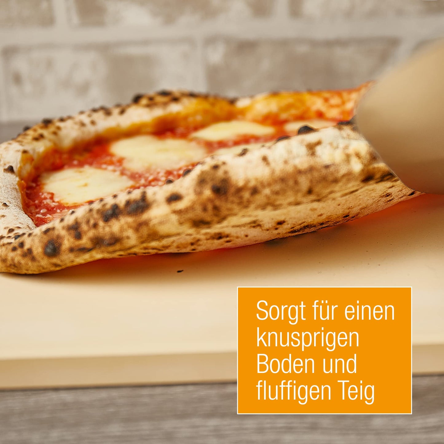 Amazy pizza stone including bamboo pizza peel, parchment paper, and insert - The ultra heat-resistant bread baking stone gives your pizza the original Italian flavor of crispy stone oven pizza.