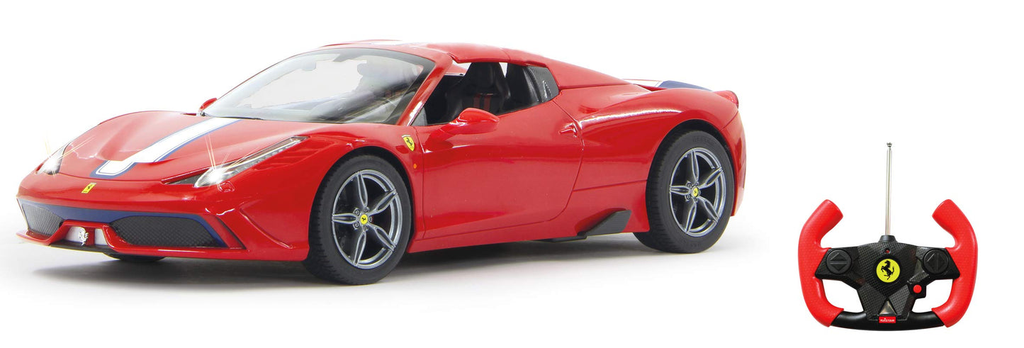 JAMARA 405066 - Ferrari 458 Speciale A 1:14 27MHz Convertible remote controlled - officially licensed, approx. 1 hour drive time at 11 km/h, LED lights, perfectly replicated details, detailed interior.