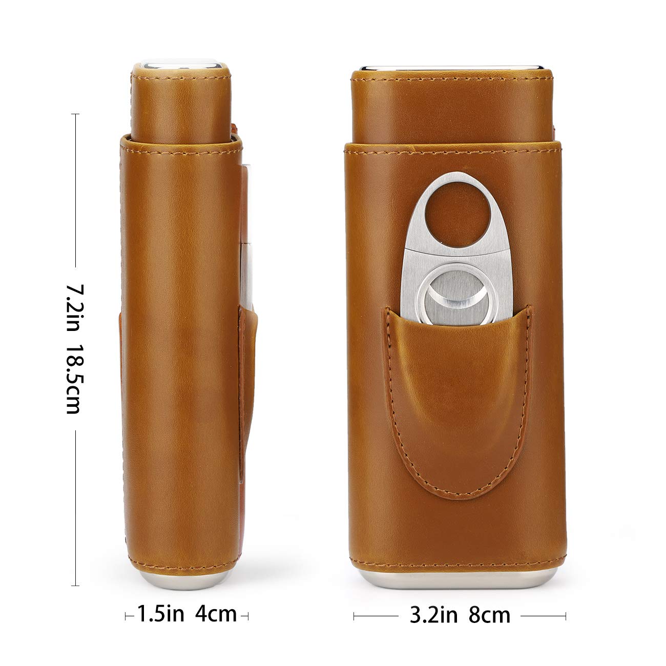 TOCIR 3-finger portable travel leather cigar case, cigar cutter, cigar humidor groomsmen gift, birthday gift