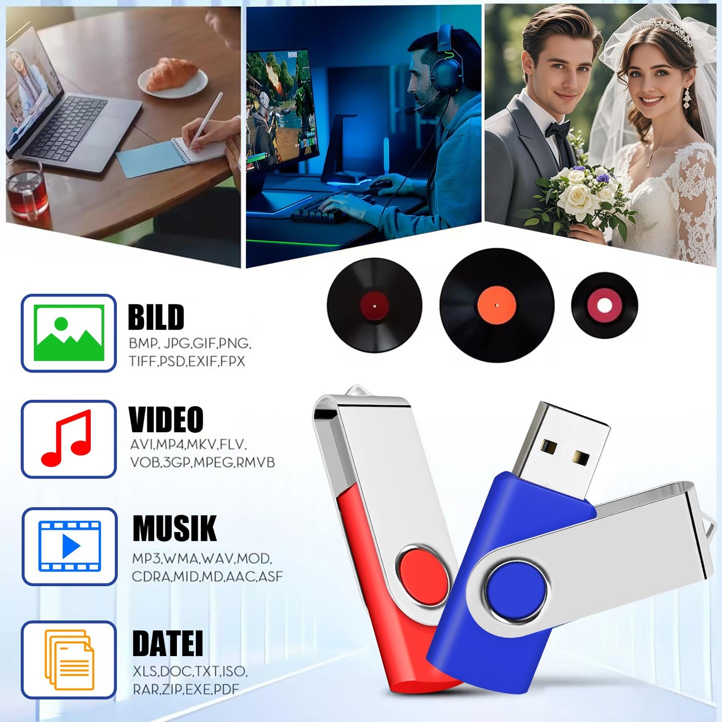 32GB USB Flash Drive 5 Pack Multicolor USB 2.0 Memory Stick USB Sticks Data Storage Multicolor