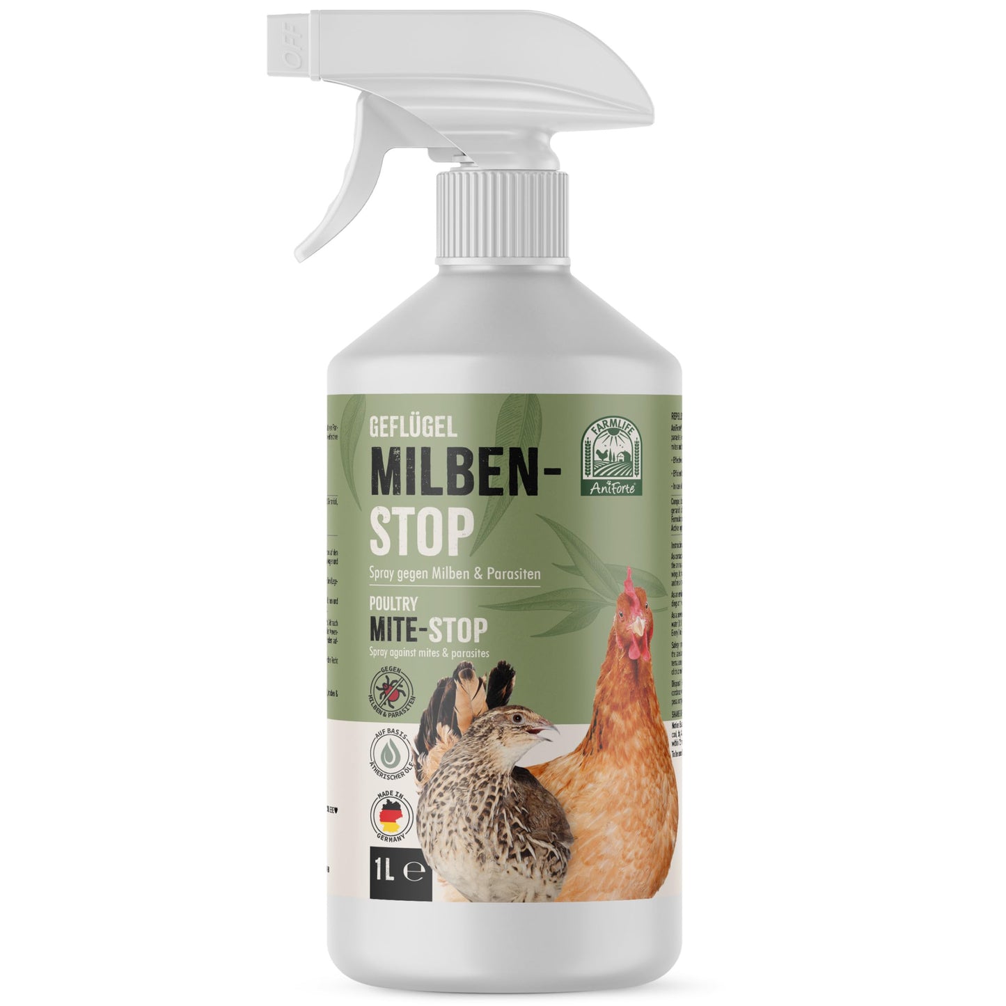AniForte mite spray for chickens & poultry 1 liter - against mites & parasites, mite control, mite treatment as environmental spray & contact spray, for prevention & in case of acute infestation