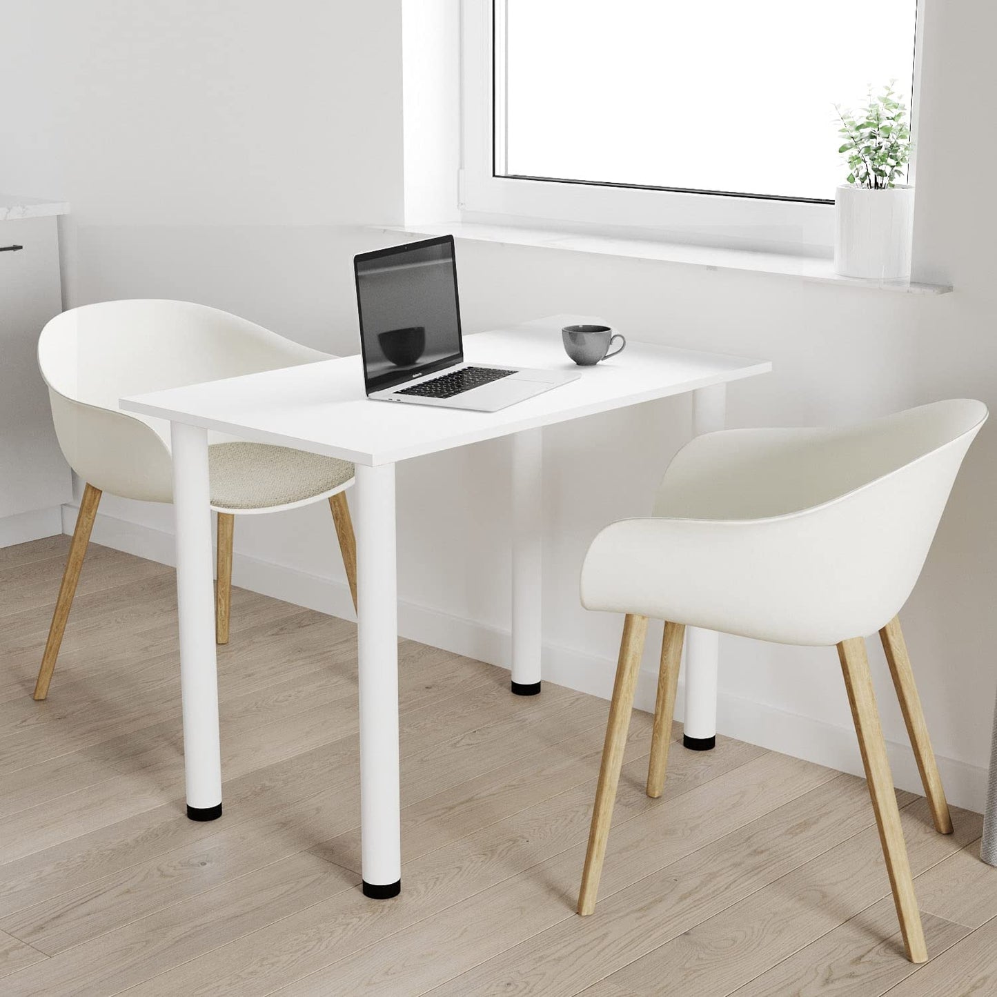 AKKE 60x40 | Dining table - White legged table - Kitchen table - Office table | White