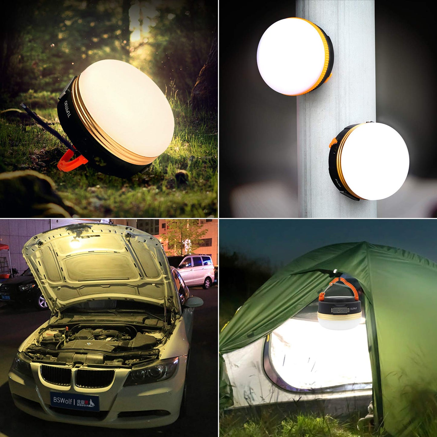 Mostop Camping Lantern 2 Pack LED USB Rechargeable Camping Light Waterproof 3 Modes Power Bank Tent Lights for Outdoor Camping Hiking Emergency