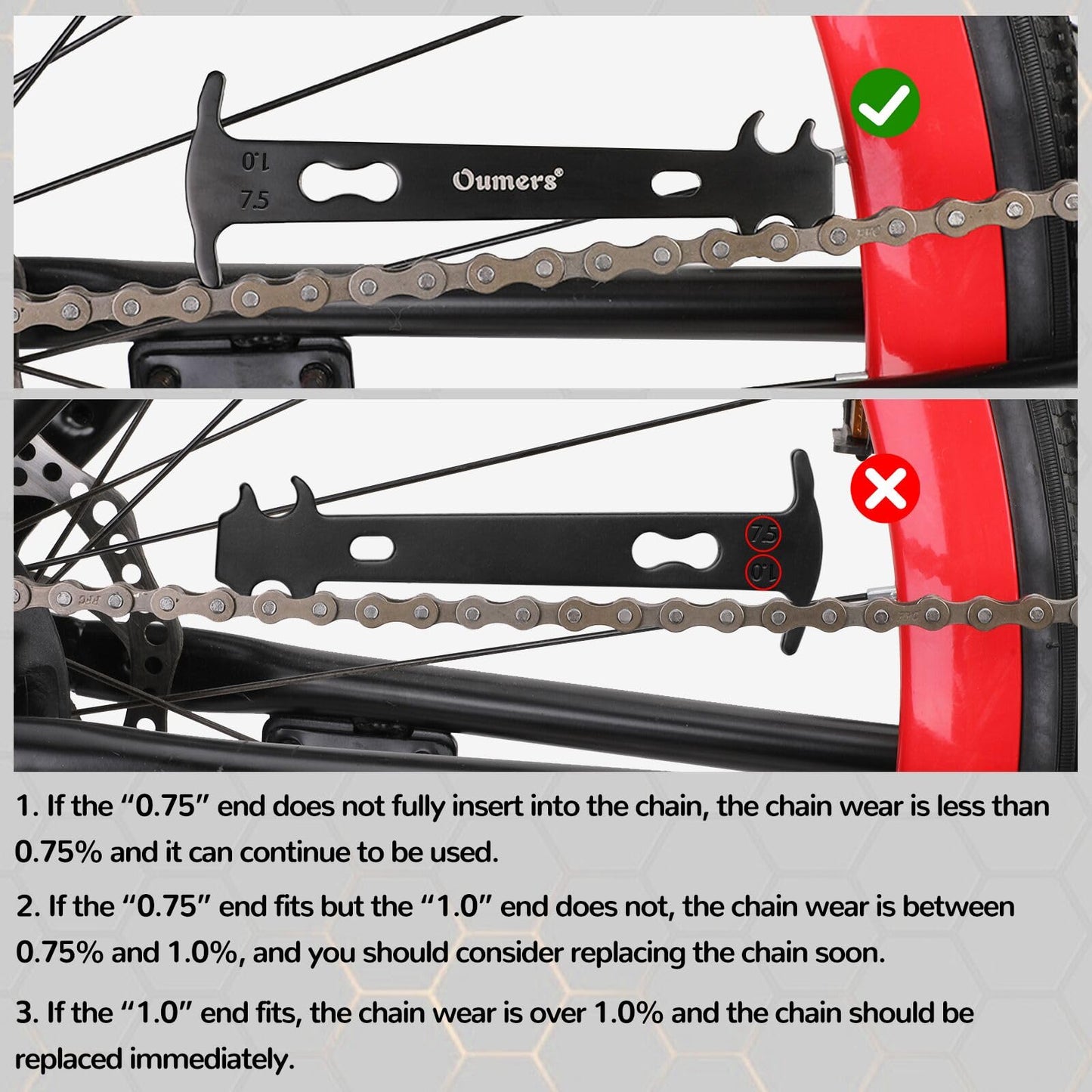 Oumer's bike chain repair kit, bike link pliers, bike chain tool, chain checker bike chain tool set bike chain tool set for 6-12 speed bike chain.