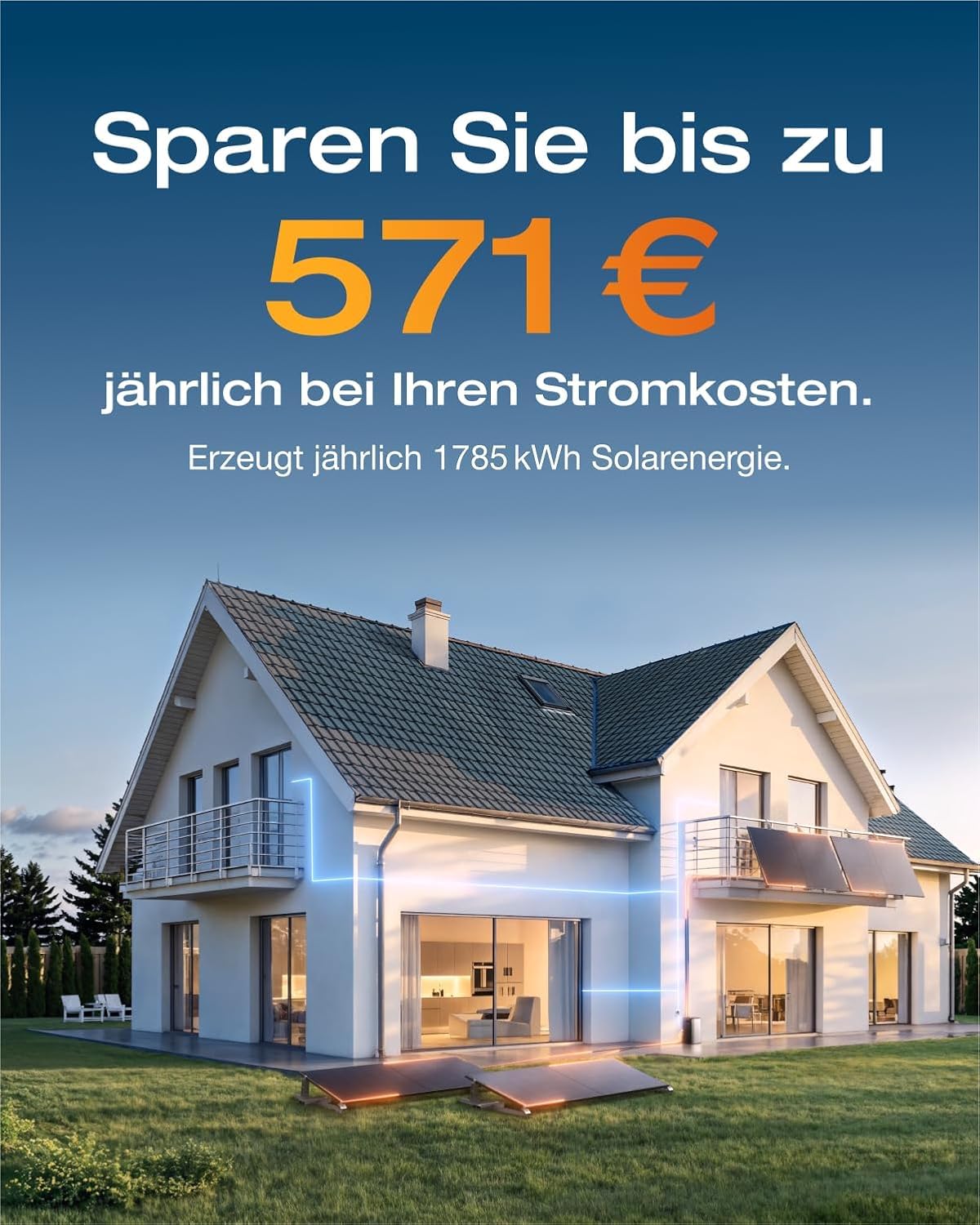 Solarway® 2000Wp / 800W balcony power plant with 1.9kWh storage outlet - 1.9 kWh EcoFlow STREAM Ultra - Complete solar system set - 500W solar modules & EcoFlow storage & accessories