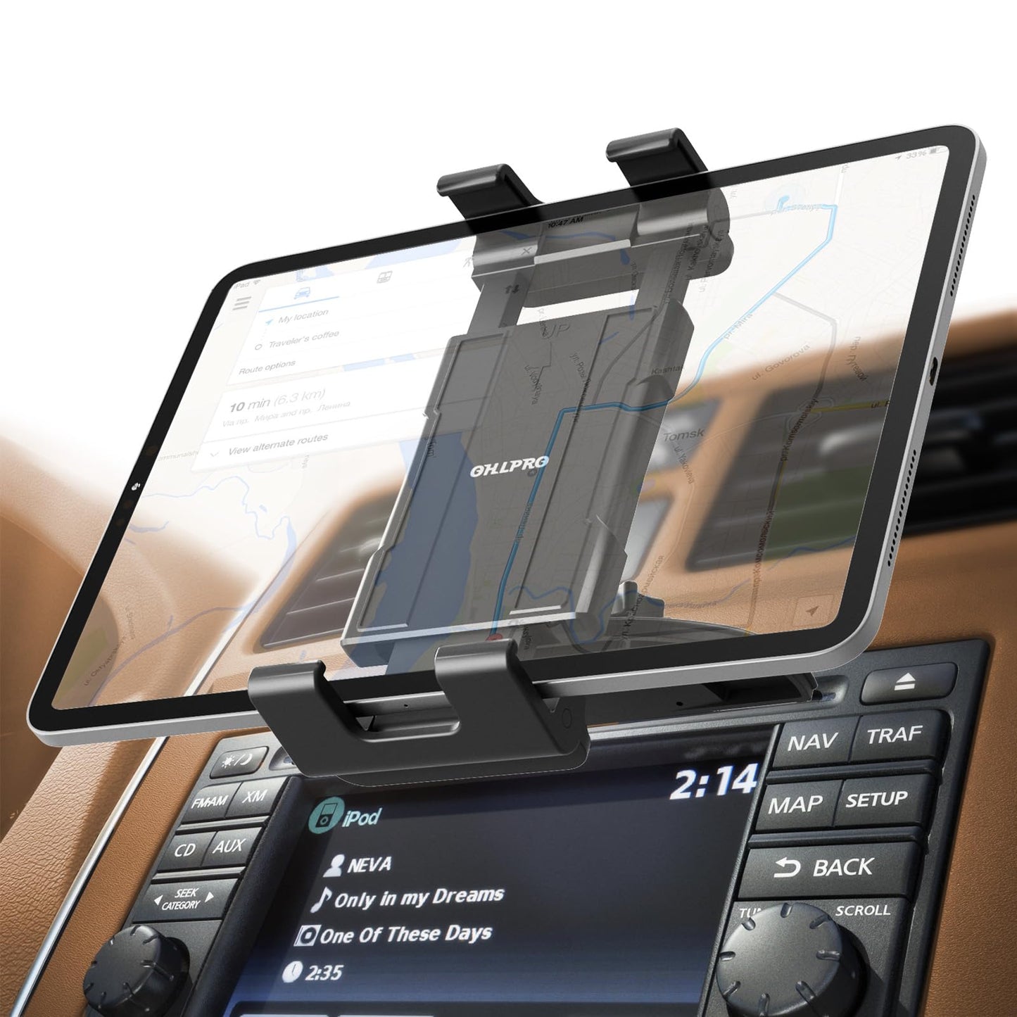 OHLPRO Tablet Holder for Car CD Slot, 360° Rotatable iPad Car Mount, Car Front CD Slot Tablet Holder for iPad, Galaxy Tab, iPhone 5-13" Phones & Tablets, for Navigation & Entertainment