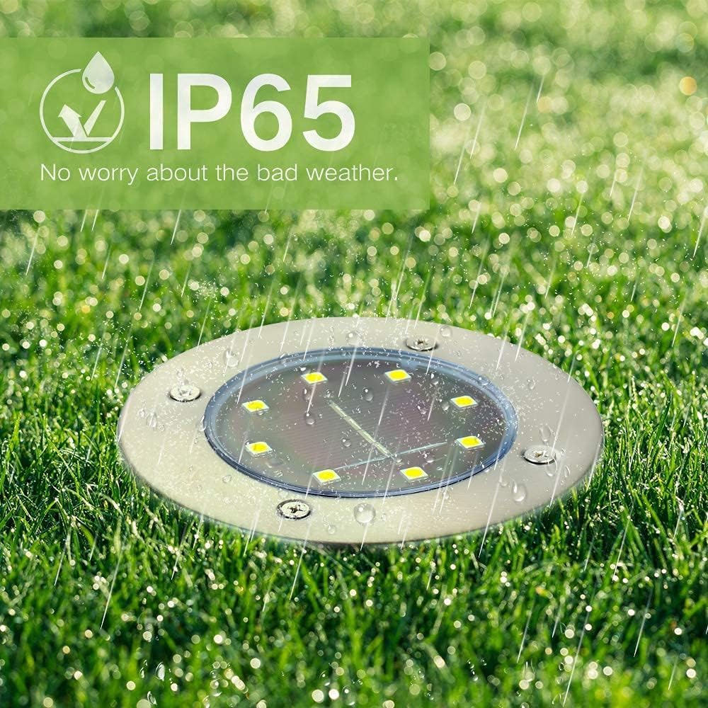Joomer 12 Pack Solar Ground Lights Outdoor, Solar Lights for Garden Outdoor with 8 LEDs, 3000K Warm White Waterproof Led Solar Garden Lights, Solar Lights for Outdoor Lawn Driveway Pathway Patio