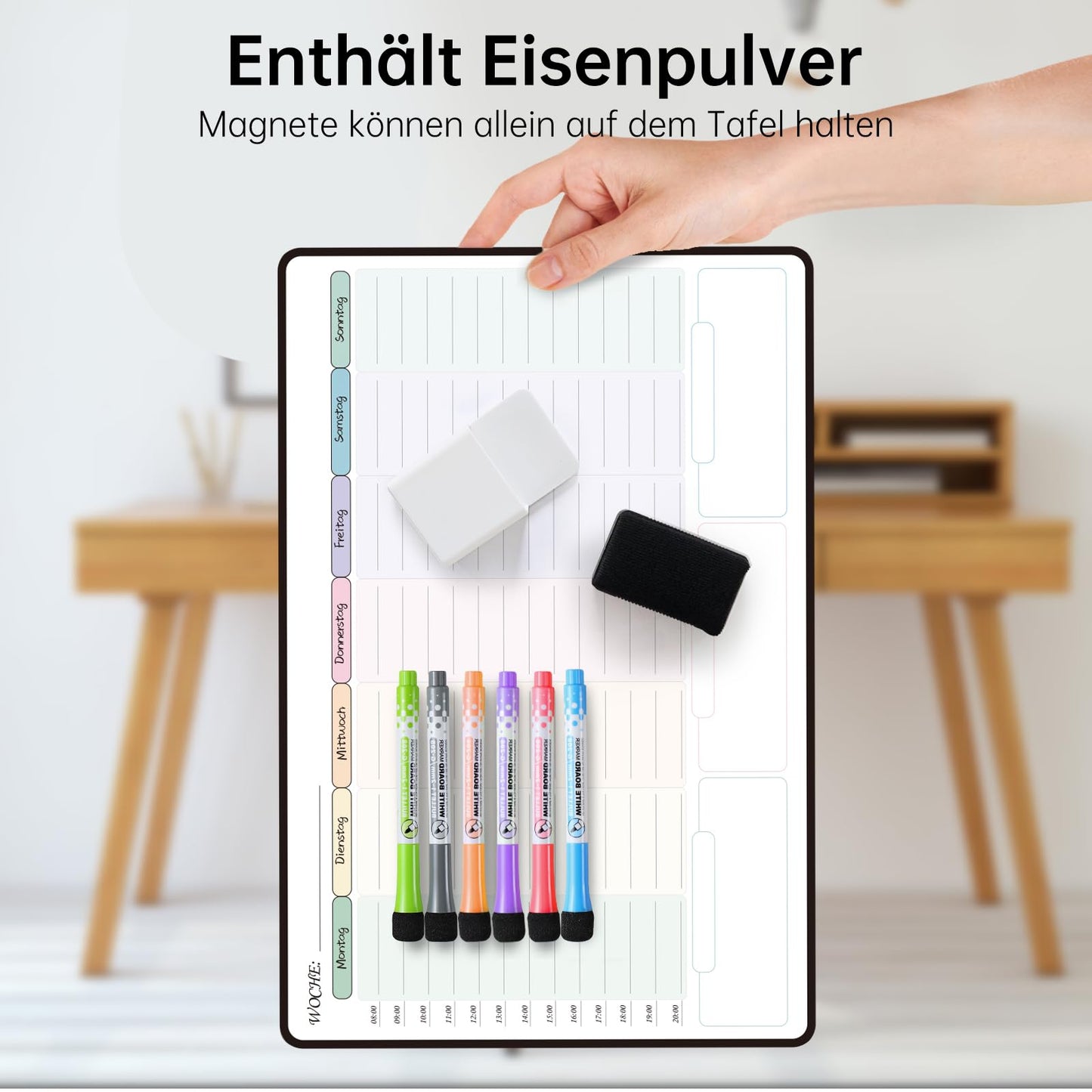 MCCORL 42×28cm Whiteboard Weekly Planner Erasable Self-Adhesive for Wall, Glass, and Wood (any smooth surface) Planning Board, Memo Board in German