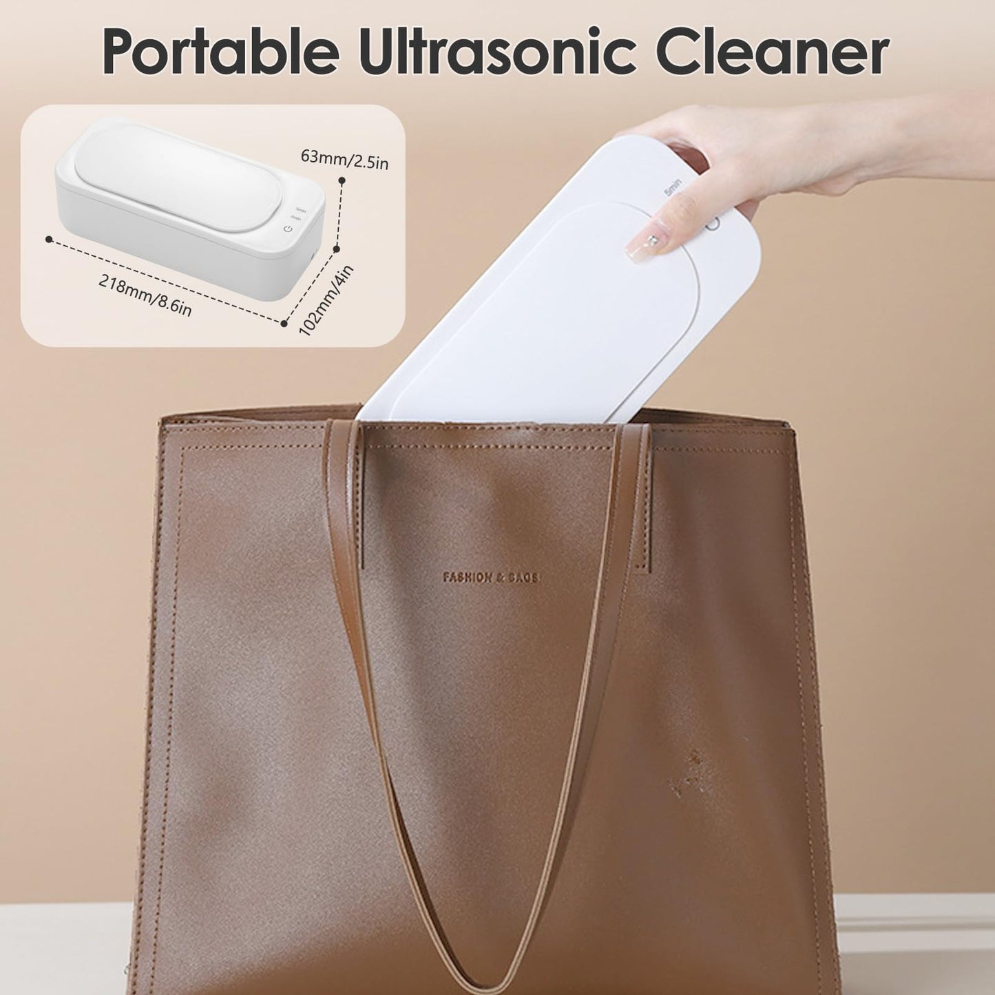 Anluomania Ultrasonic Cleaning Machine, 47000Hz Ultrasonic Device, 350ML Ultrasonic Cleaner, Glasses Cleaning Device, Ultrasonic Cleaner with 2 Modes for Glasses Dentures Jewelry Rings Coins Necklaces.