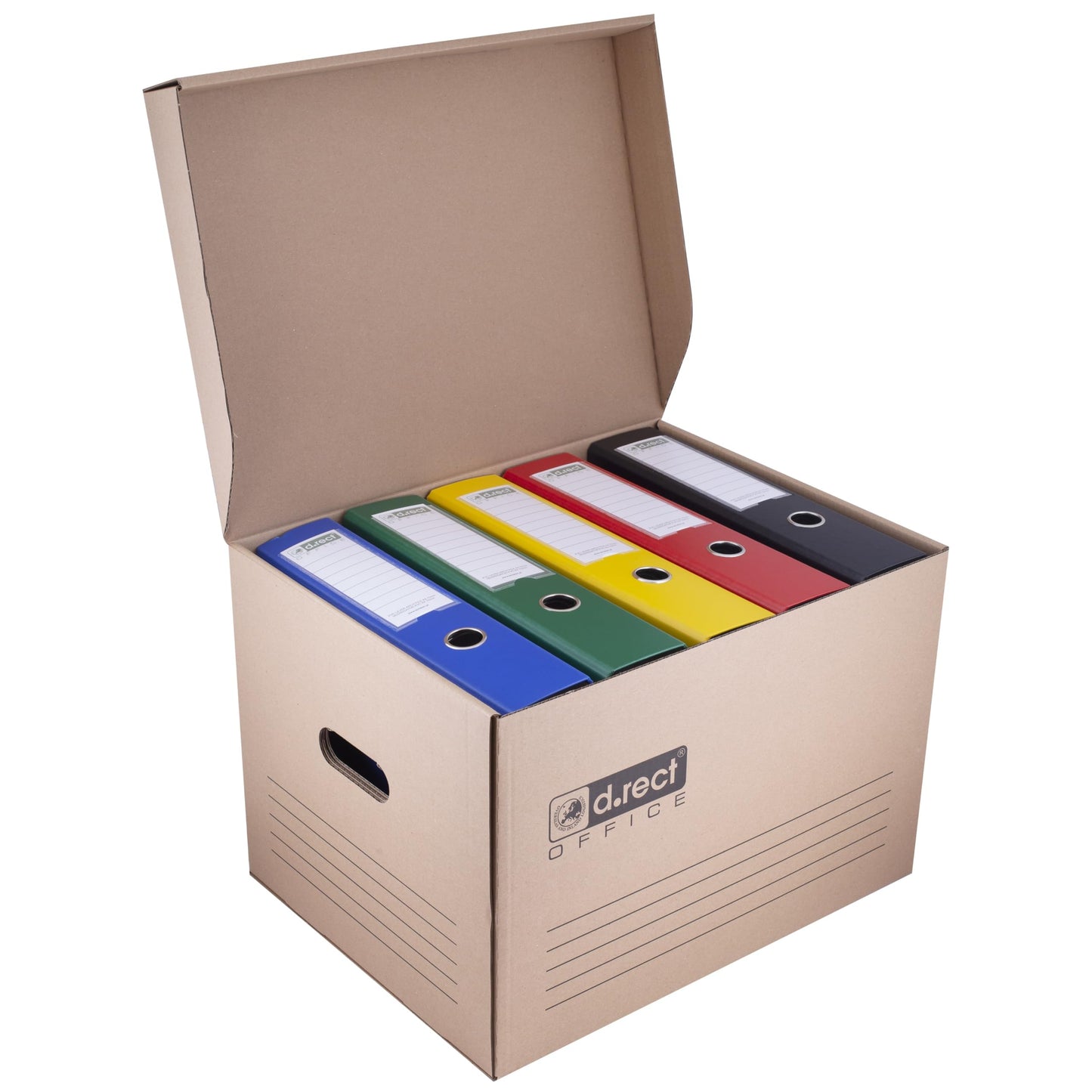 D.RECT 6 piece archive box 2100 storage box 431x333x294mm foldable lid box archive tray document box brown