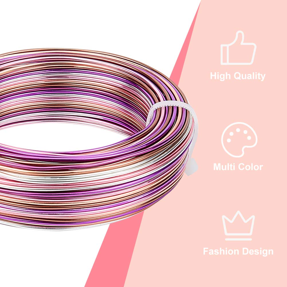 BENECREAT Multicolor Jewelry Craft Aluminum Wire (15 Gauge/1.5mm, 136 ft/41m) Bendable metal wire with storage box for jewelry beads craft project - Silver, Pink, Brown, Purple, Siena.