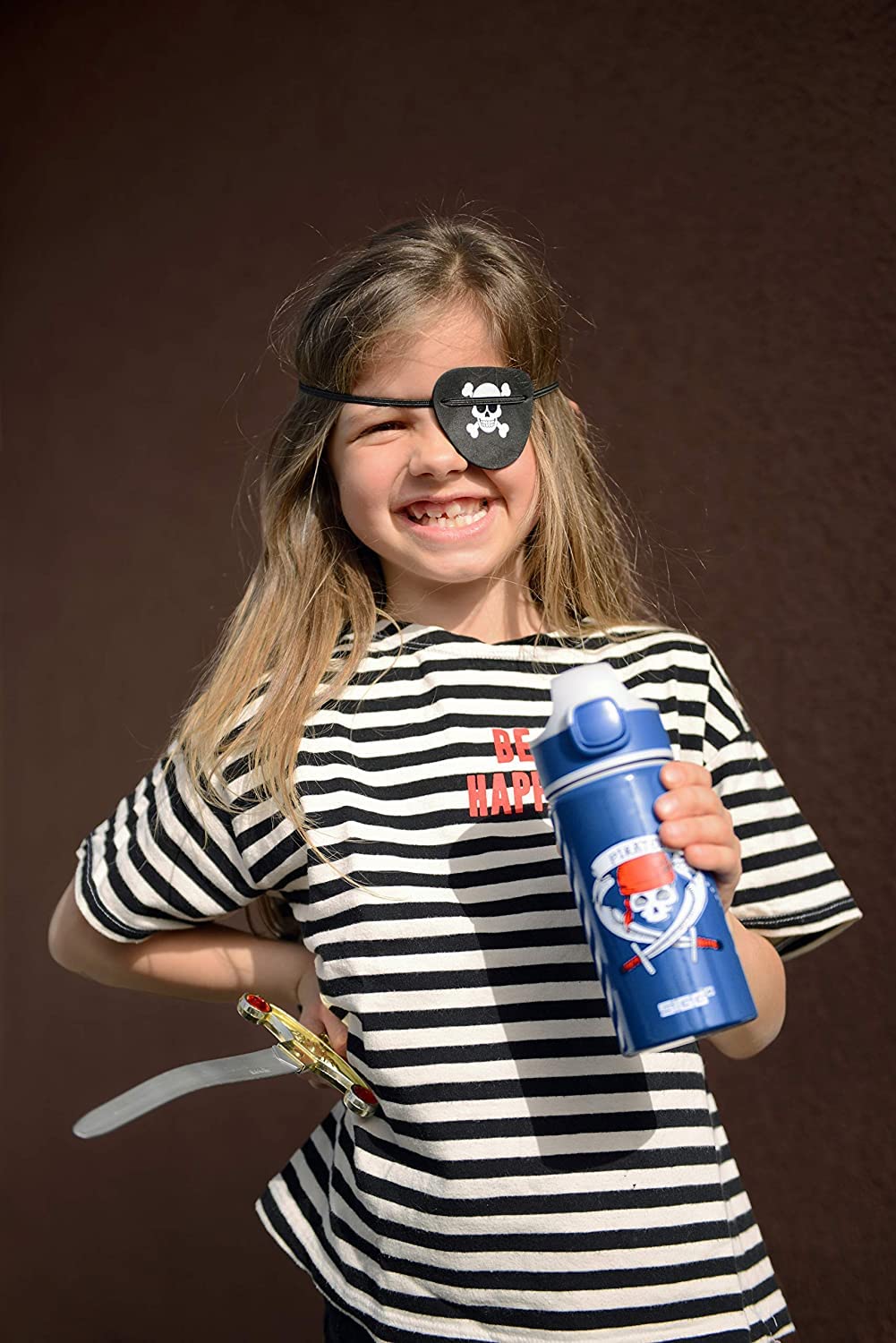 SIGG - Aluminum Kids Water Bottle - Miracle Pirates design - With Straw - Leakproof - Lightweight - BPA-free - Climate Neutral Certified - Great for School & Sports - Blue with Skull - 0.4L
