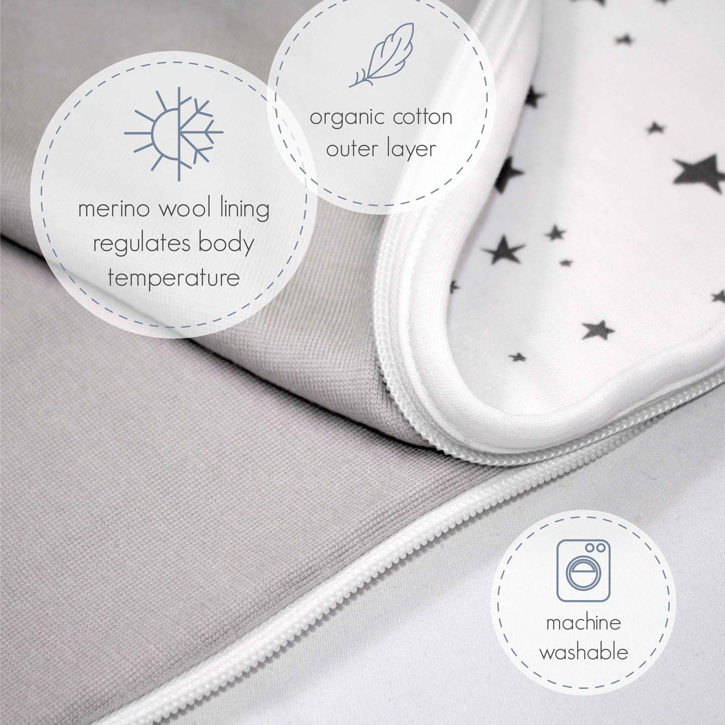Woolino 4 Season Baby Sleeping Bag - Ultimate sleeping bag made from Merino wool - Two-way zipper adjustable Universal Size (2-24 months), Earth
