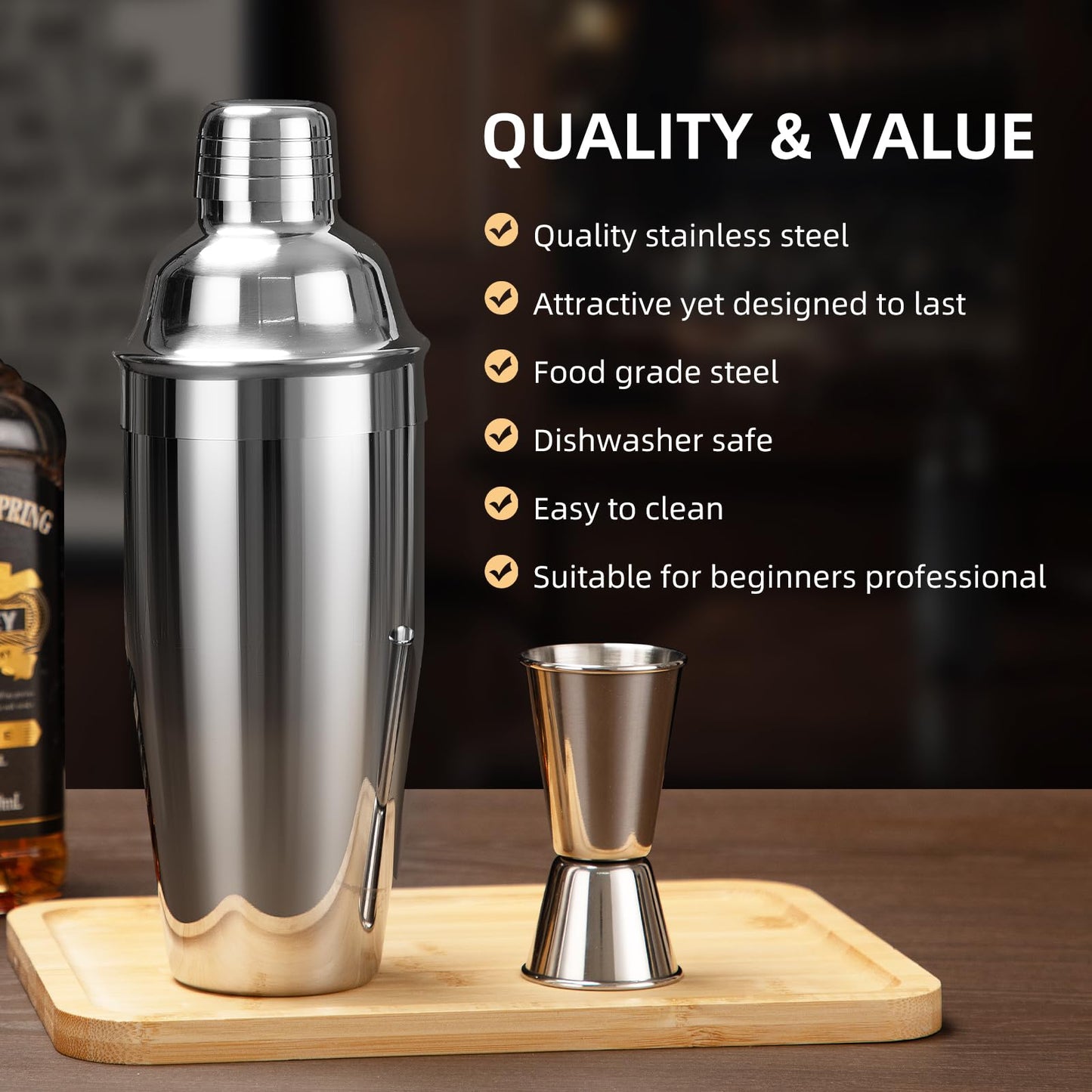 Cinnani Cocktail Set 20-piece - Professional Mixing Set with Stand and Bar Accessories - Shaker and Bartender Set made of Stainless Steel - Gift Set