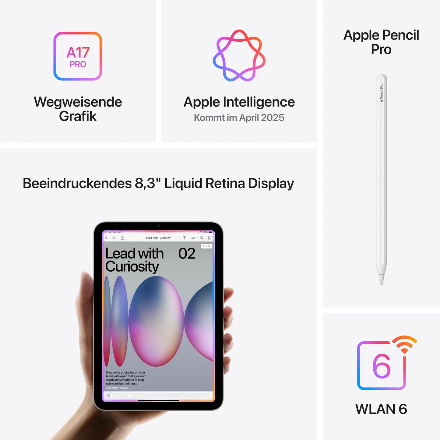 Apple iPad Mini (2021): 8.3'' Liquid Retina Display, 128GB, Wi-Fi 6E, 12MP front/12MP rear camera, Touch ID, all-day battery life - Space Gray.