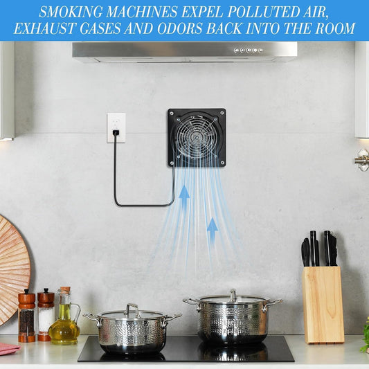 6" wall mounted exhaust fan super quiet ventilation with copper motor main bathroom kitchen garage exhaust vent (Black)