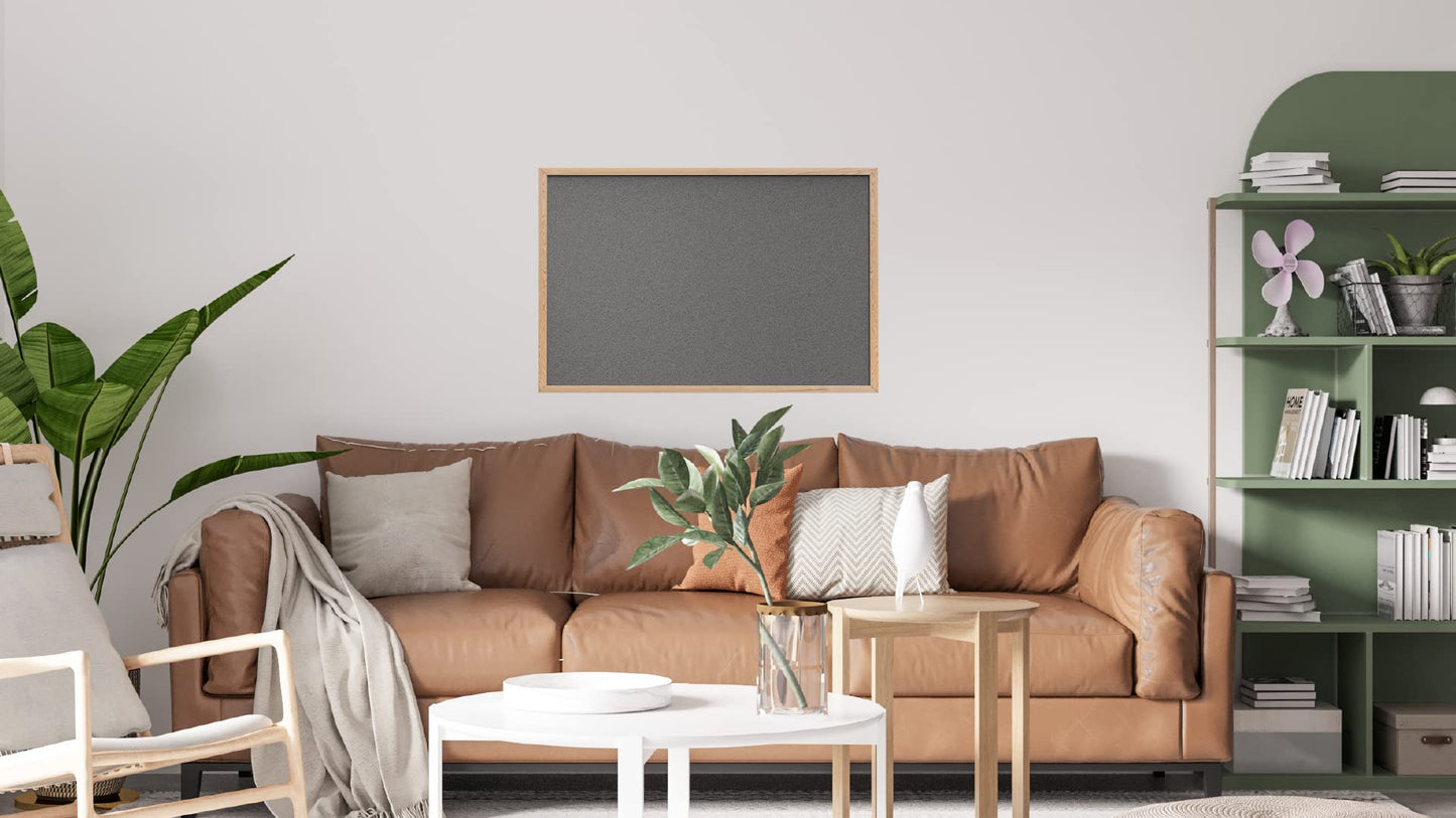 ALLboards Gray Pinboard with Wood Frame 90x60cm Corkboard Cork Wall Pinboard Cork Gray Surface