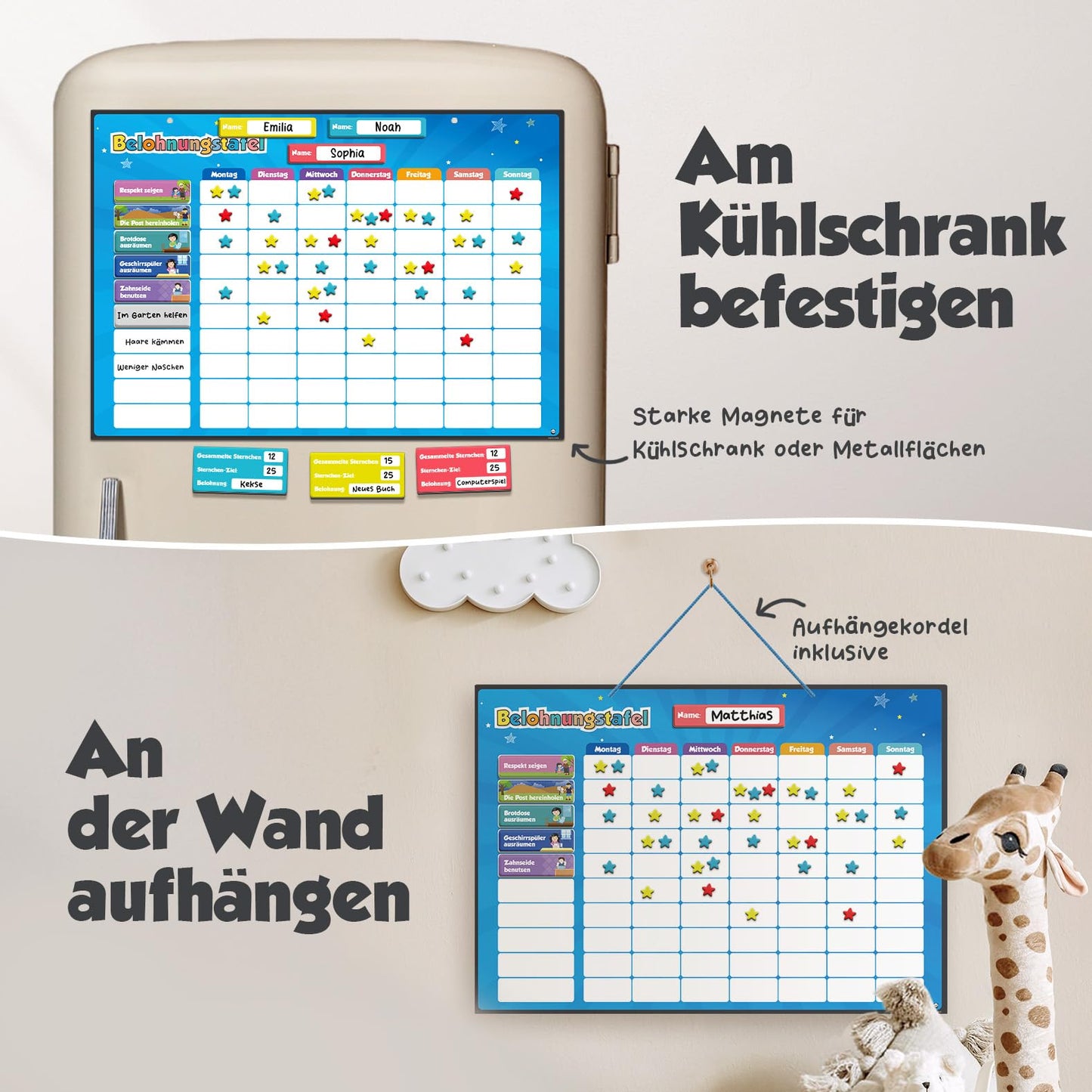 Smart Panda Reward Chart for Kids - 80+ TASKS + 380 Magnets - Reward System for Responsibility - Montessori Task Planner, Magnetic Board, Routine Weekly Planner for Kids, Ages 3-8.