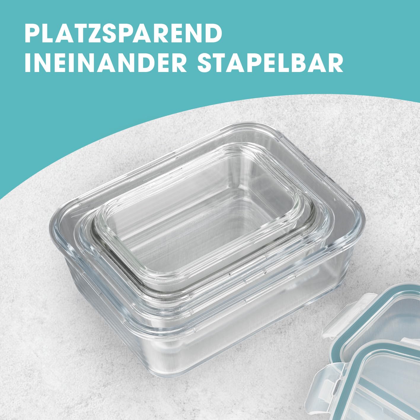 GOURMETmaxx Glass Storage Containers Klick-it 8-piece set | Perfect for sandwiches or meal prep | Dishwasher, microwave, and freezer safe | Storage box with lid