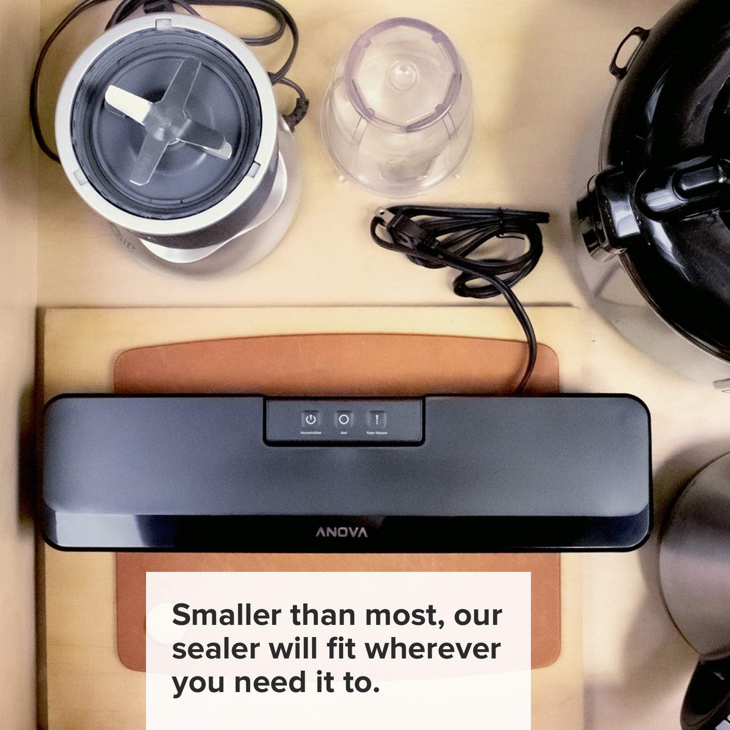Anova Precision Vacuum Sealer ANVS01-EU00, includes Type-C plug for EU use, 10 pieces per pack, Black.