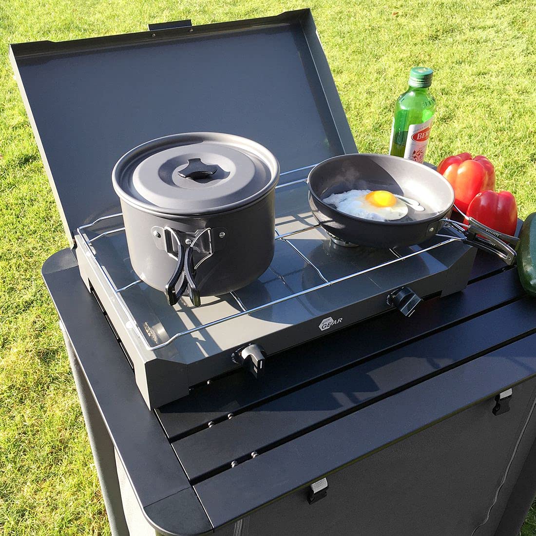 yourGEAR Ranger V - 7-piece camping cookware set for 4-5 people - Durable, non-stick aluminum - Pot and pan set in mesh bag for camping and outdoor use