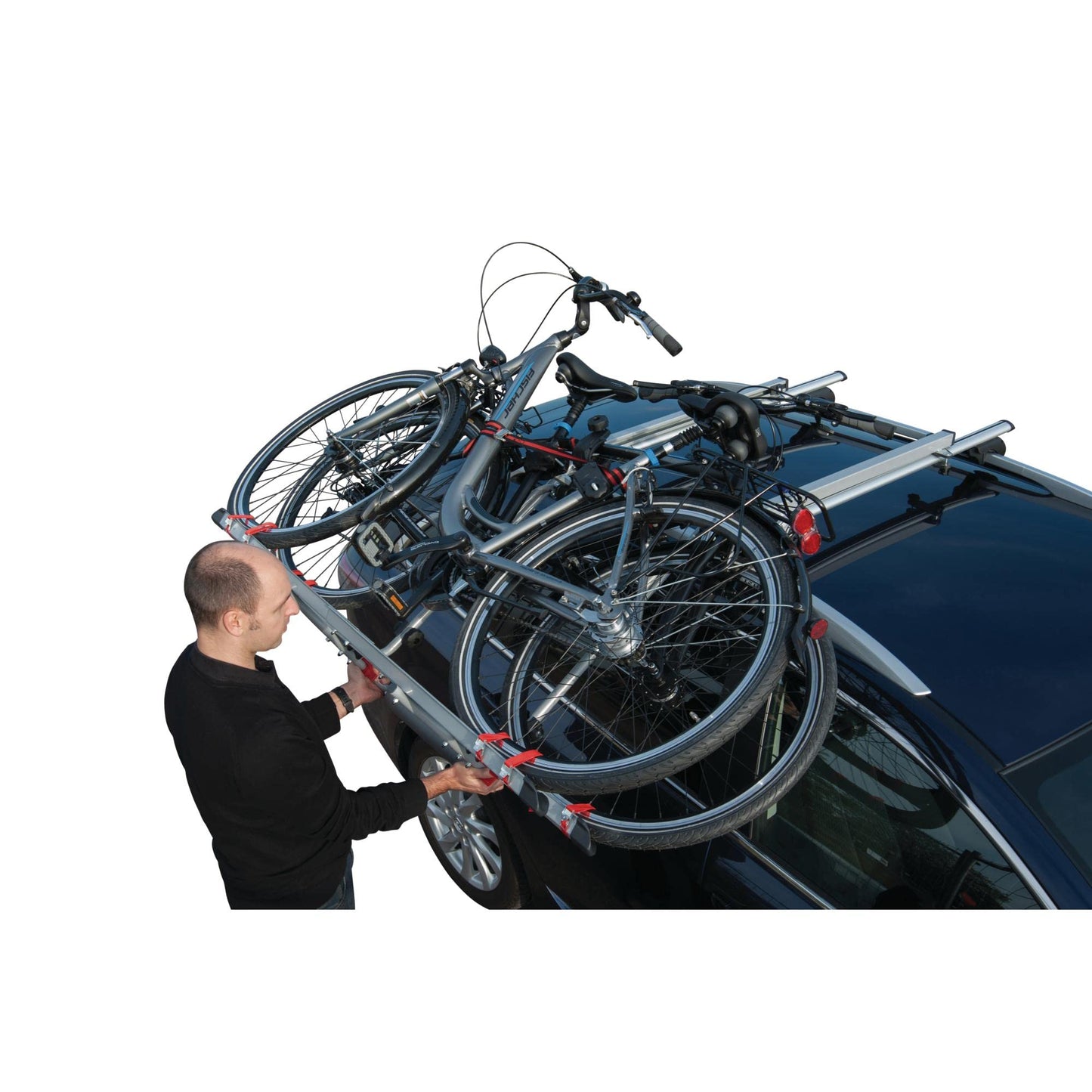 Fischer Roof Lift Bike Carrier for 2 bikes, roof bike carrier for car roof, TÜV/GS certified, load capacity up to 30 kg.