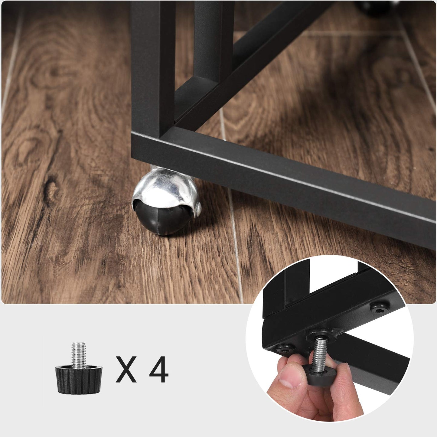 VASAGLE side table, coffee table with wheels, C-shape, mobile coffee table, 35 x 50 x 60 cm, living room table with metal frame, for coffee and laptop, industrial design, greige-black LNT050B02