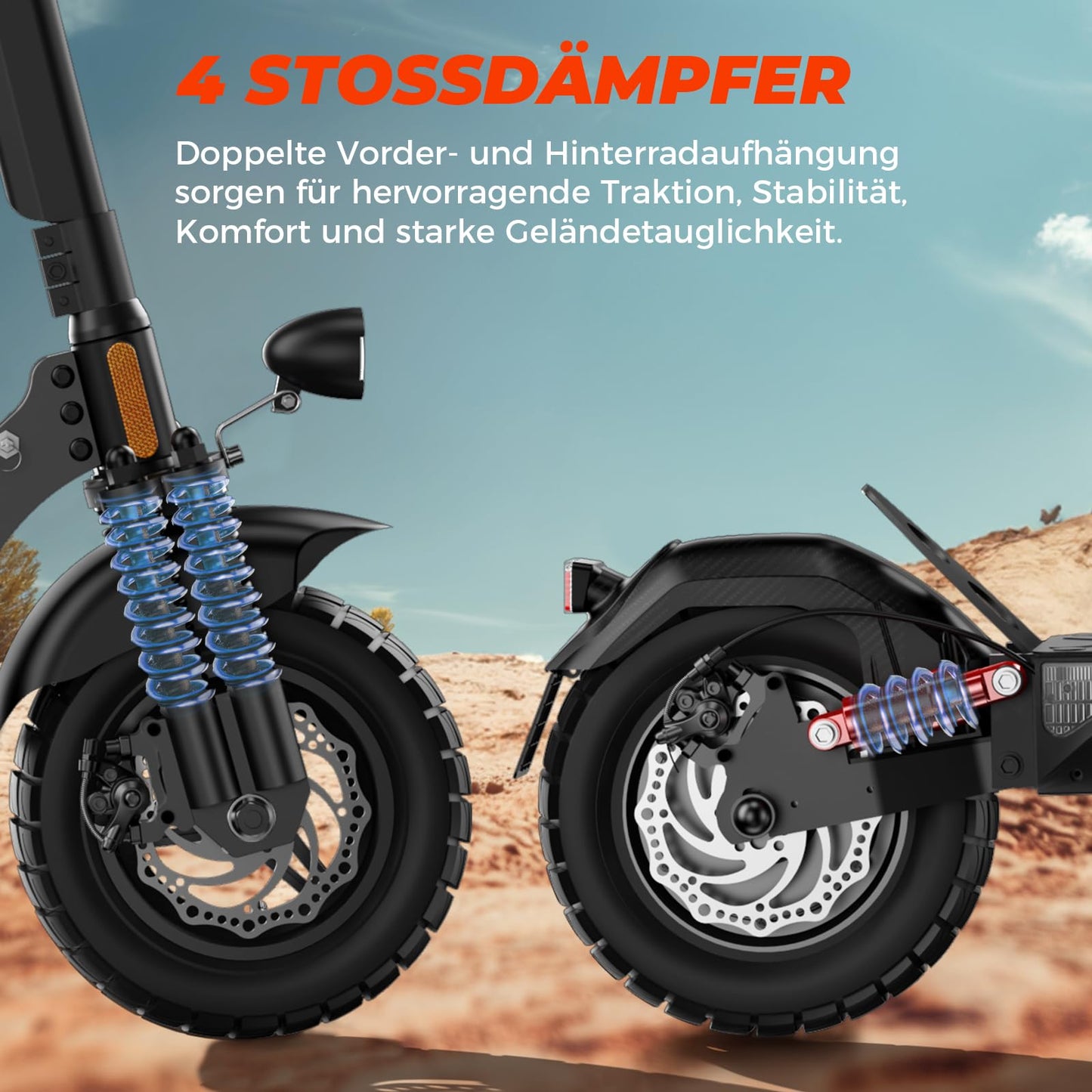 T4 10" off-road electric scooter with chain lock
