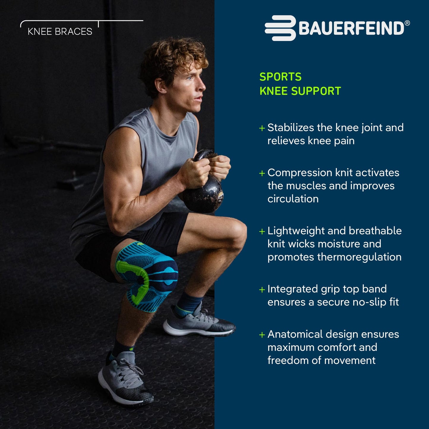 BAUERFEIND, 1 Unisex Knee Support Brace, Wearable on right and left, For ball sports and athletics, Supports knee during sports, with silicone ring, Size XL, Pink, 11449411950014
