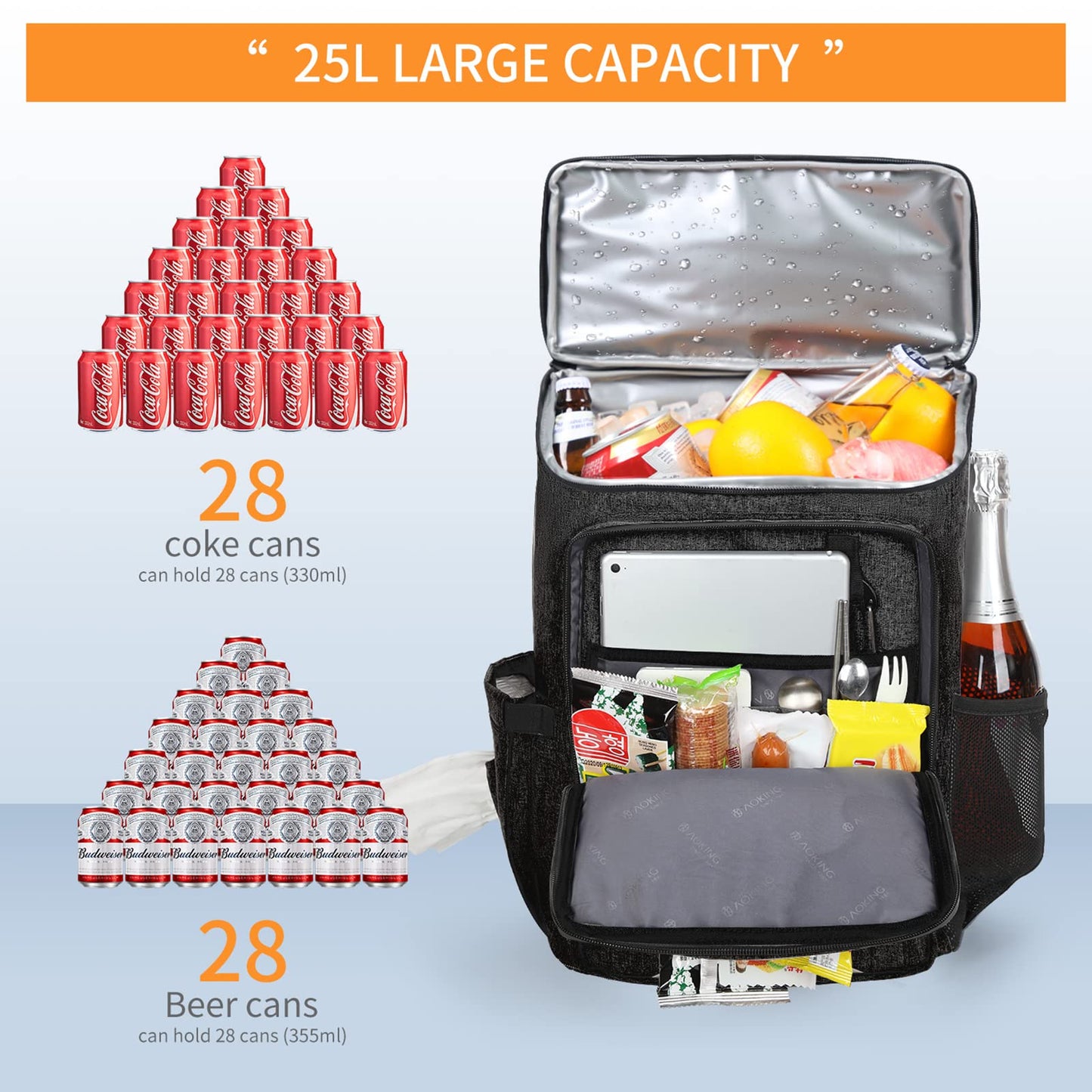 Aoking SN1075 thermal backpack in shades of gray, 24 l
