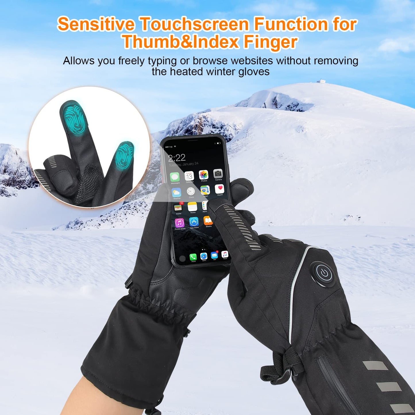 Moteoza Heated Gloves for Men Women with Rechargeable Battery 4000mAh, Waterproof Electric Heated Ski Gloves Motorcycle Gloves