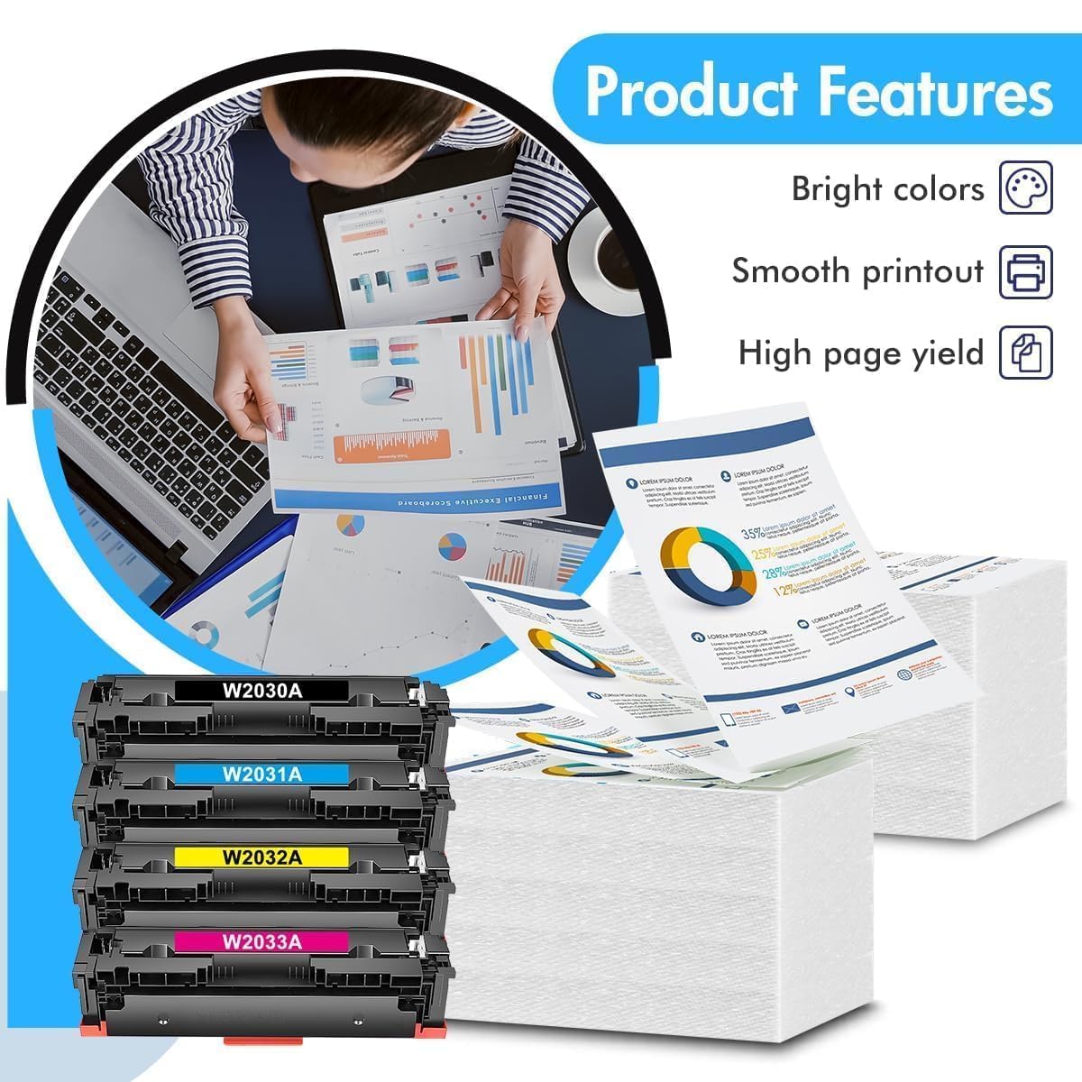 4-pack 415A 415X Compatible Replacement for HP Color Laserjet Pro MFP M479fdw M479dw M479dn M479fnw M479fdn M454dn M454dw M479 M454 W2031A W2032A W2033A Multipack W2030A W2030X No chip