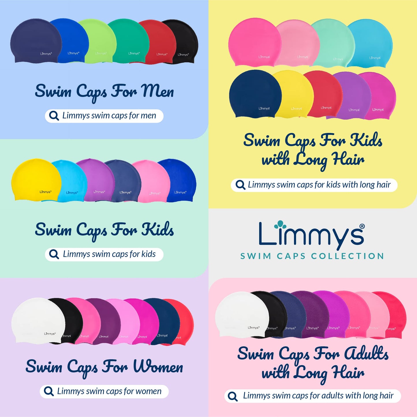 Limmys Premium Swim Cap for Men & Women - Soft Silicone Bathing Cap for Adults - Comfortable, Streamlined Fit, Chlorine-Resistant, Hypoallergenic, Swim Cap for Training & Leisure.