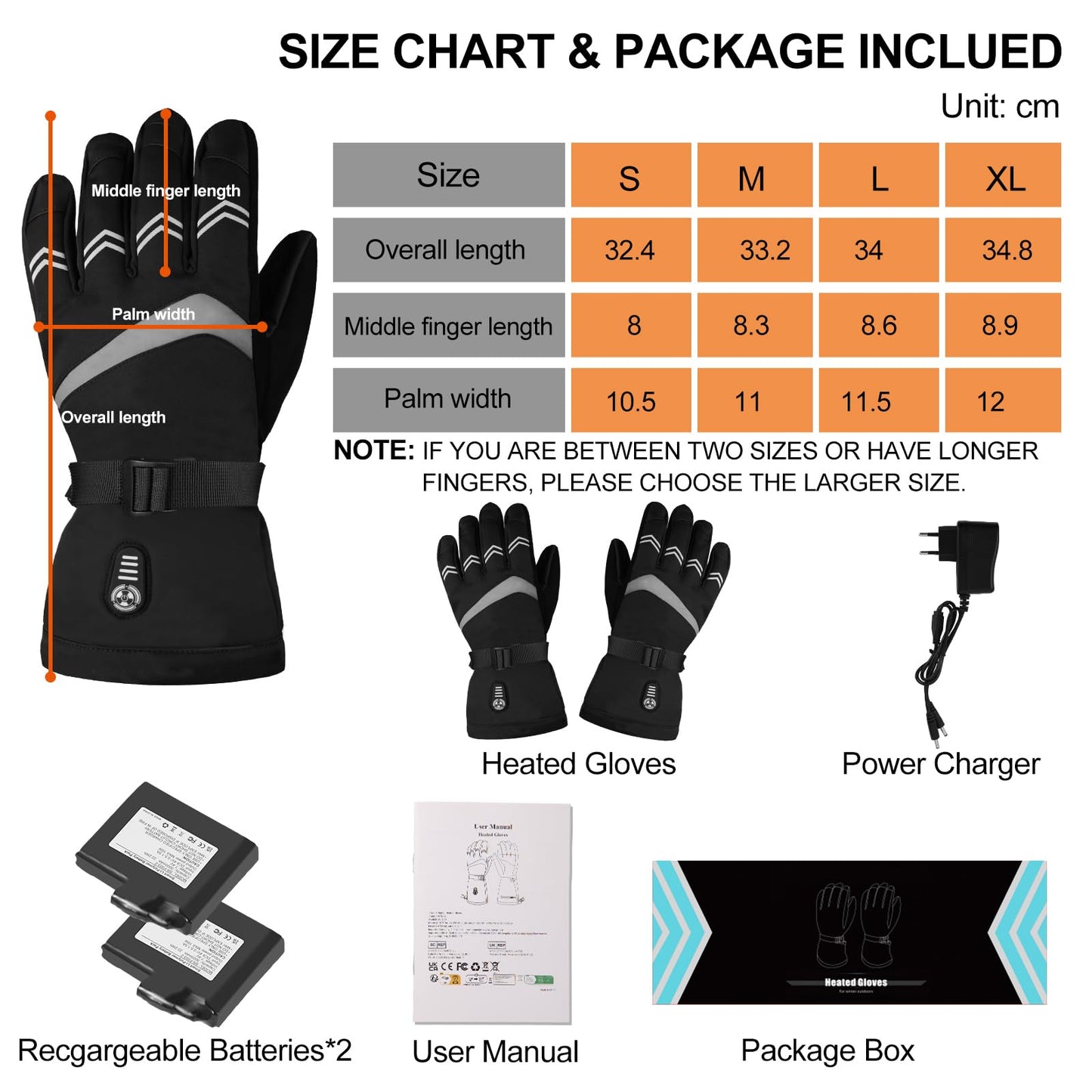 HATMIG Heated Gloves, Electric Heated Gloves Women Men, Rechargeable Heated Gloves Waterproof 5 Heating Levels Ski Gloves-L