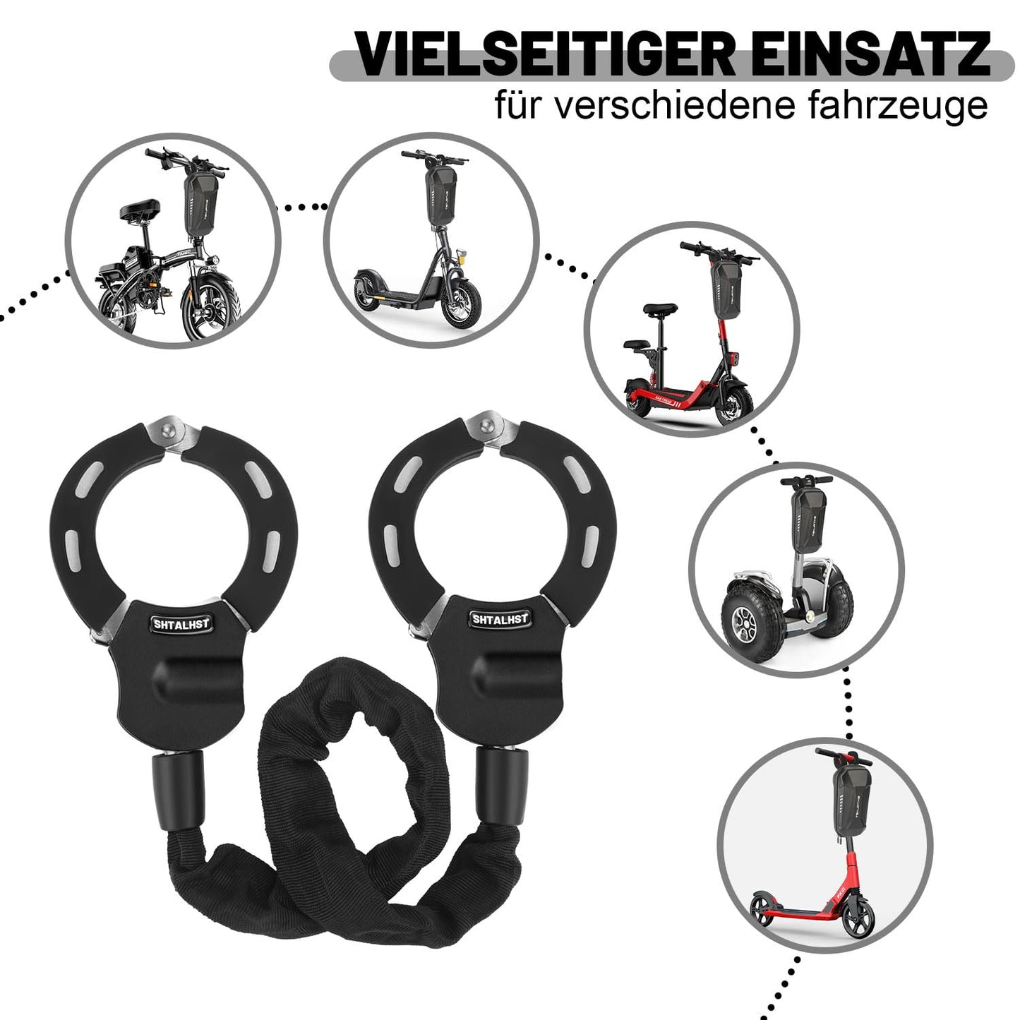 E scooter lock, handcuff lock, lock for e scooter with scooter bag, bicycle accessory, cut-resistant roller lock, handcuff cable lock for Segway, Ninebot, Xiaomi, NIU scooter.