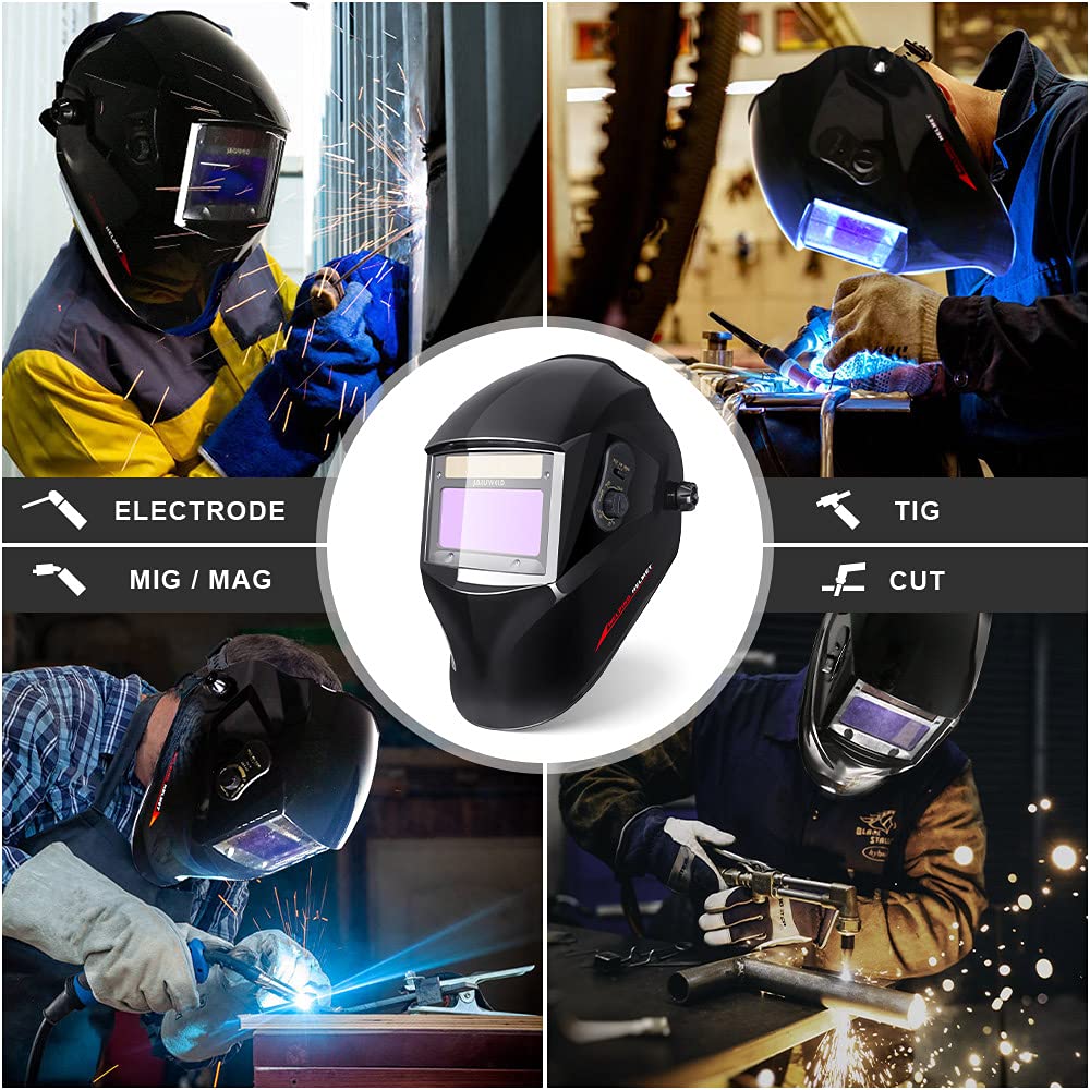 JALUWELD Automatic True Color Welding Helmet Fully automatic welding helmets Automatic darkening Solar welding mask Large field of view for applications Includes 5 interchangeable lenses