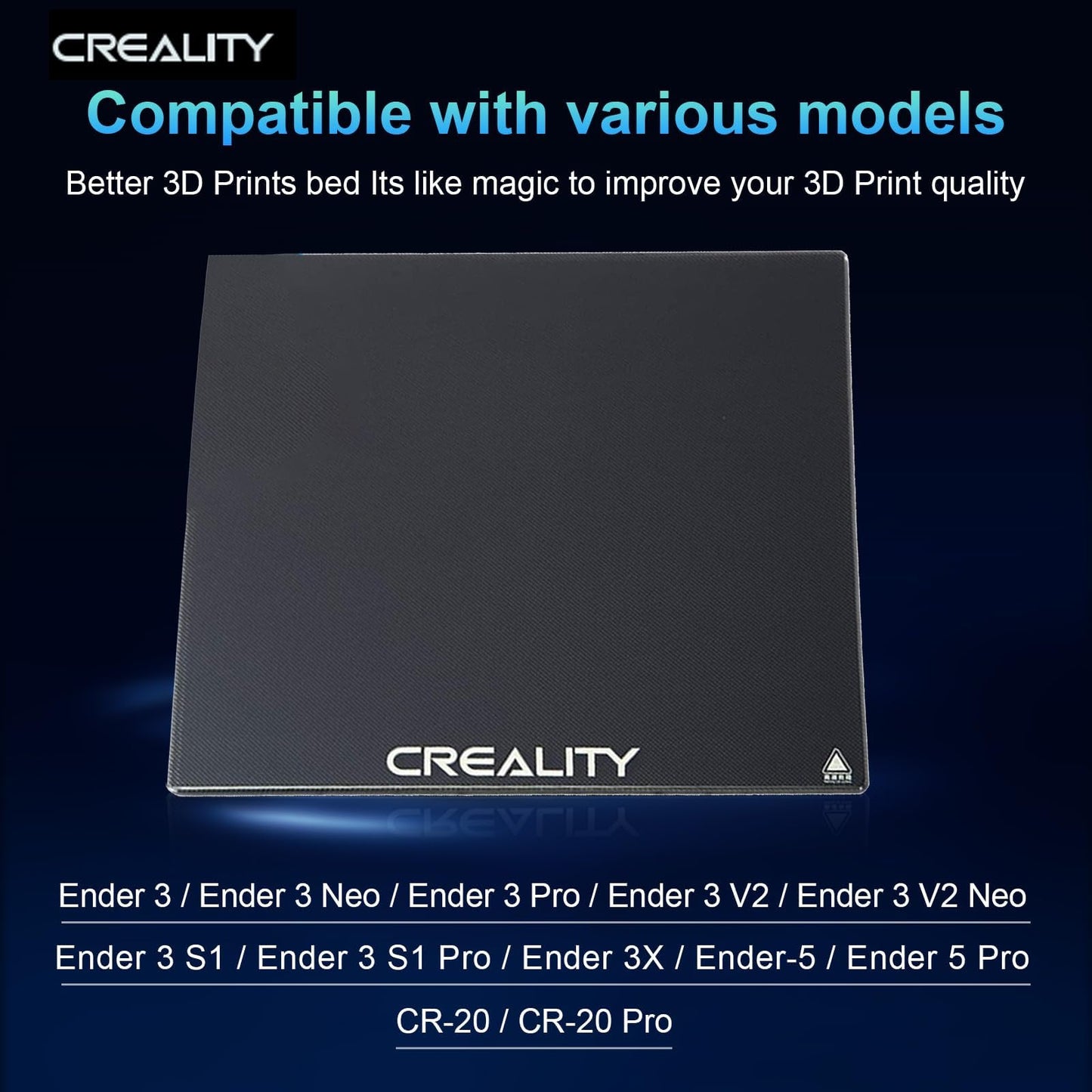 Creality Official Ender 3 Glass Bed, upgraded, high hardness, durable glass platform for 3D printers, tempered glass build plate for Ender 3 Pro, Ender 5, Ender 5 Pro, Ender 3 V2, 235 x 235 x 4 mm