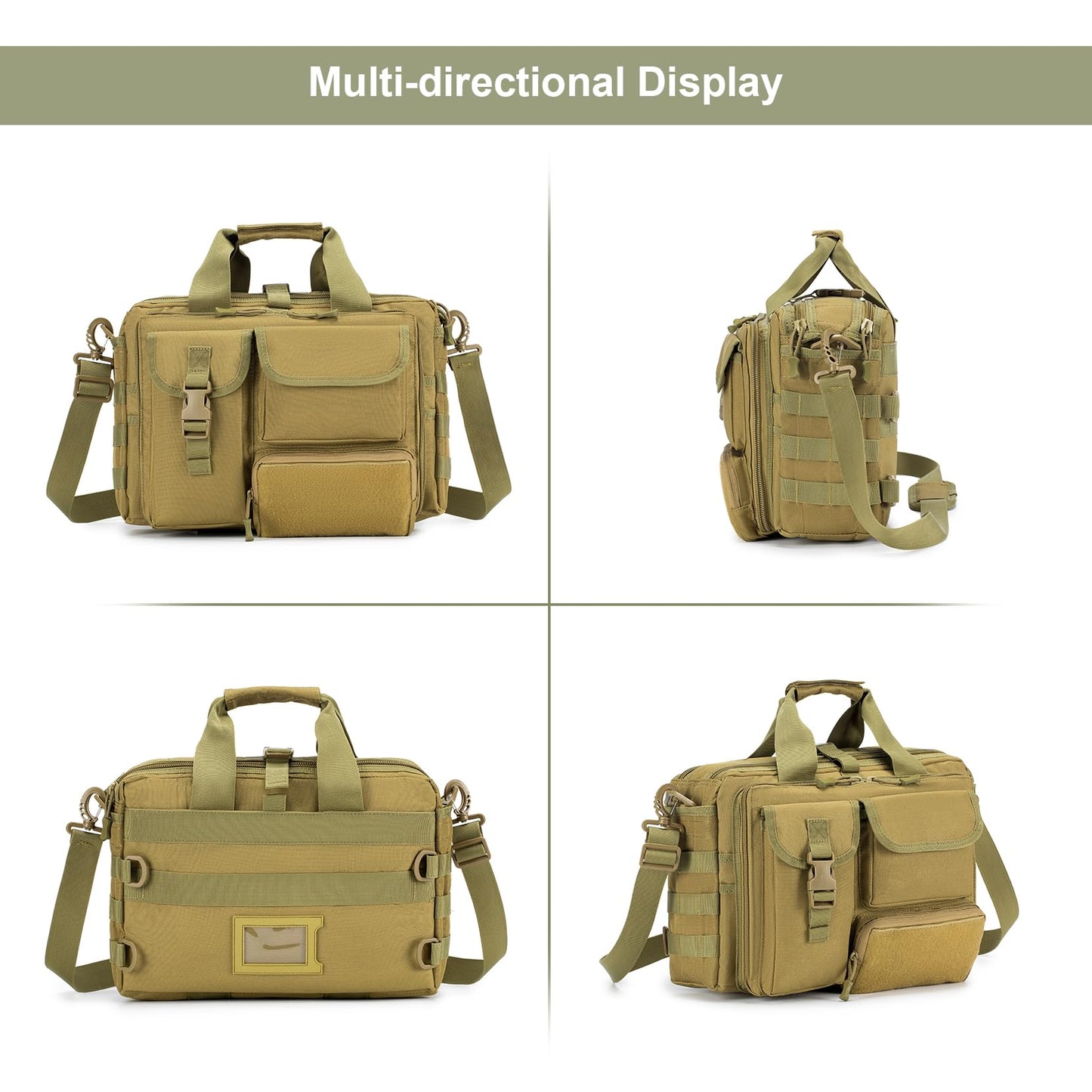 SPAHER work bag laptop bag 14/15.6/17.3 inch messenger bag men's pilot bag briefcase tactical bag military carry bag shoulder bag gift for men
