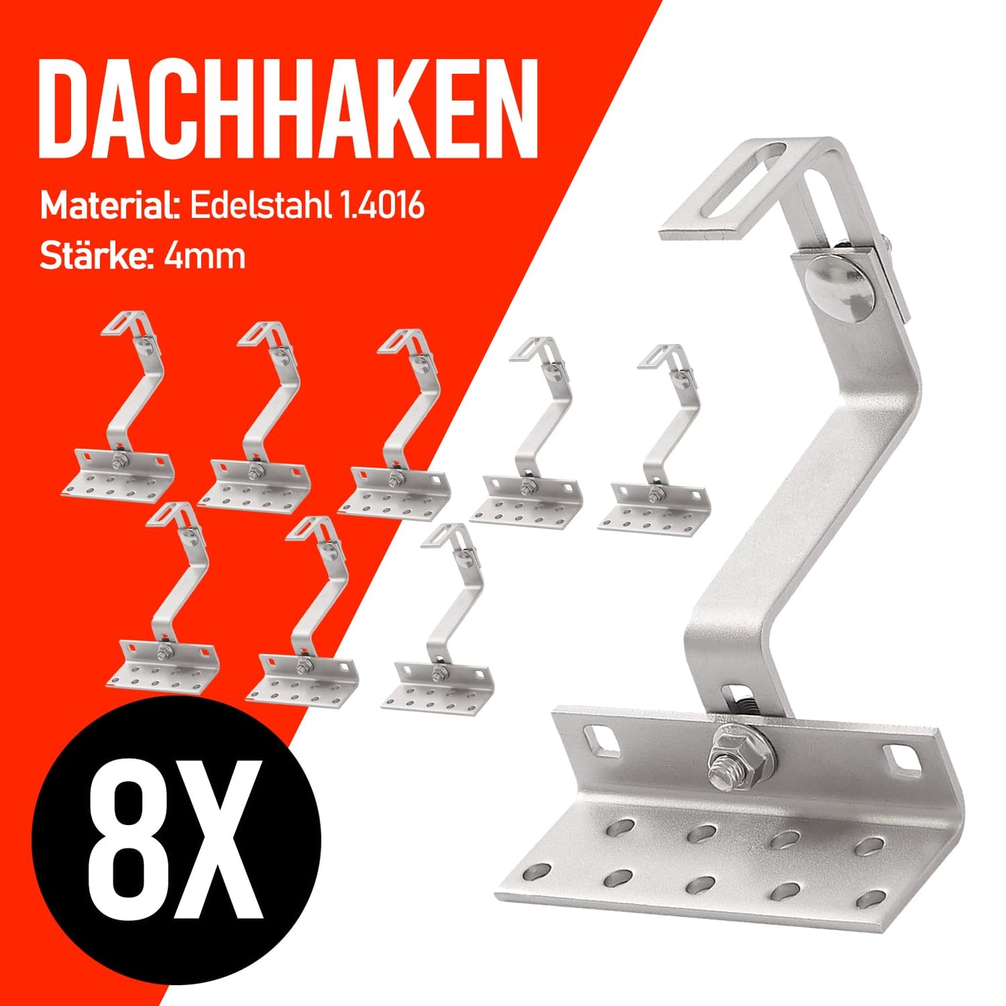 8x roof hooks 115mm photovoltaic solar modules PV tile roof mount