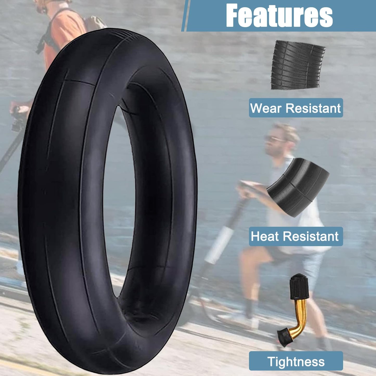 OUXI 10 inch tire E Scooter with tube 10x2.125 0° valve angle Anti-slip outer and inner tire for electric scooter Scooter Electric scooter rubber tires with 3 mounting tools