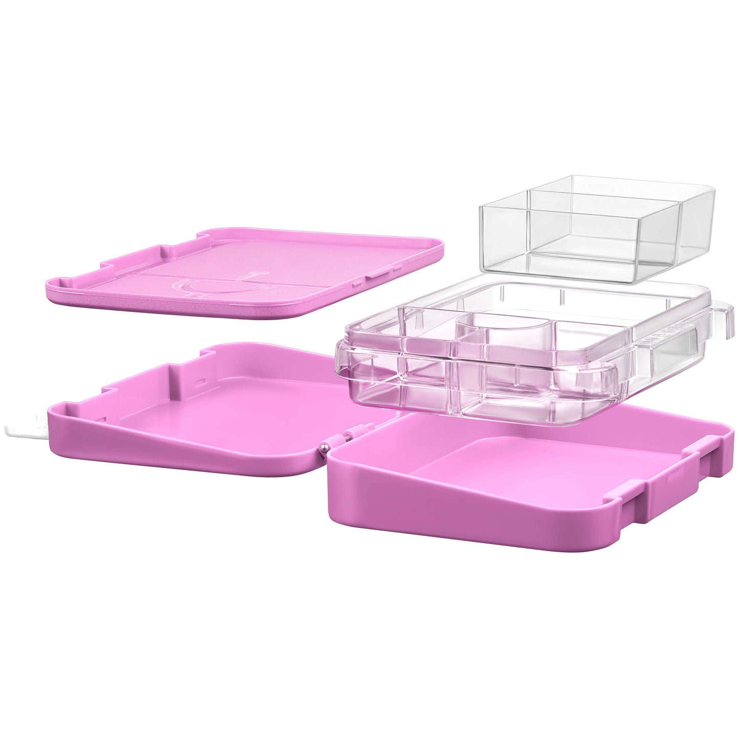 My Vesperbox - Len - Bento Box Kids - Lunchbox with 4+2 compartments - extremely sturdy - sandwich box - ideal for kindergarten and school... (Pink - Rainbow)