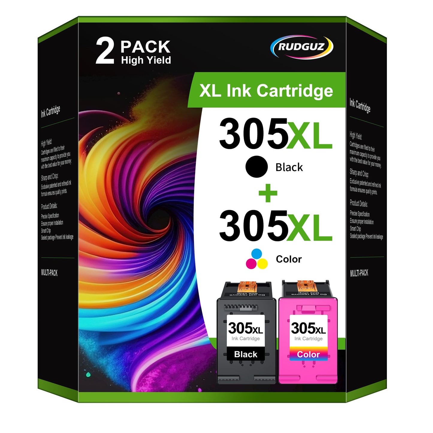 305 XL Printer Cartridges Compatible for HP Deskjet 2700 4220e 2720e 2710e 2710 2720 2722 4100 4110 4120 Envy 6020e 6032e 6032 (2-Pack)