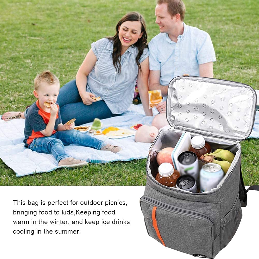 MCXKJ 22L Cooler Backpack Picnic Bag Large Insulated Cooler Bag, Men Women for Beach, Picnic, Camping, BBQ, Hiking Meals and Drinks (Gray)