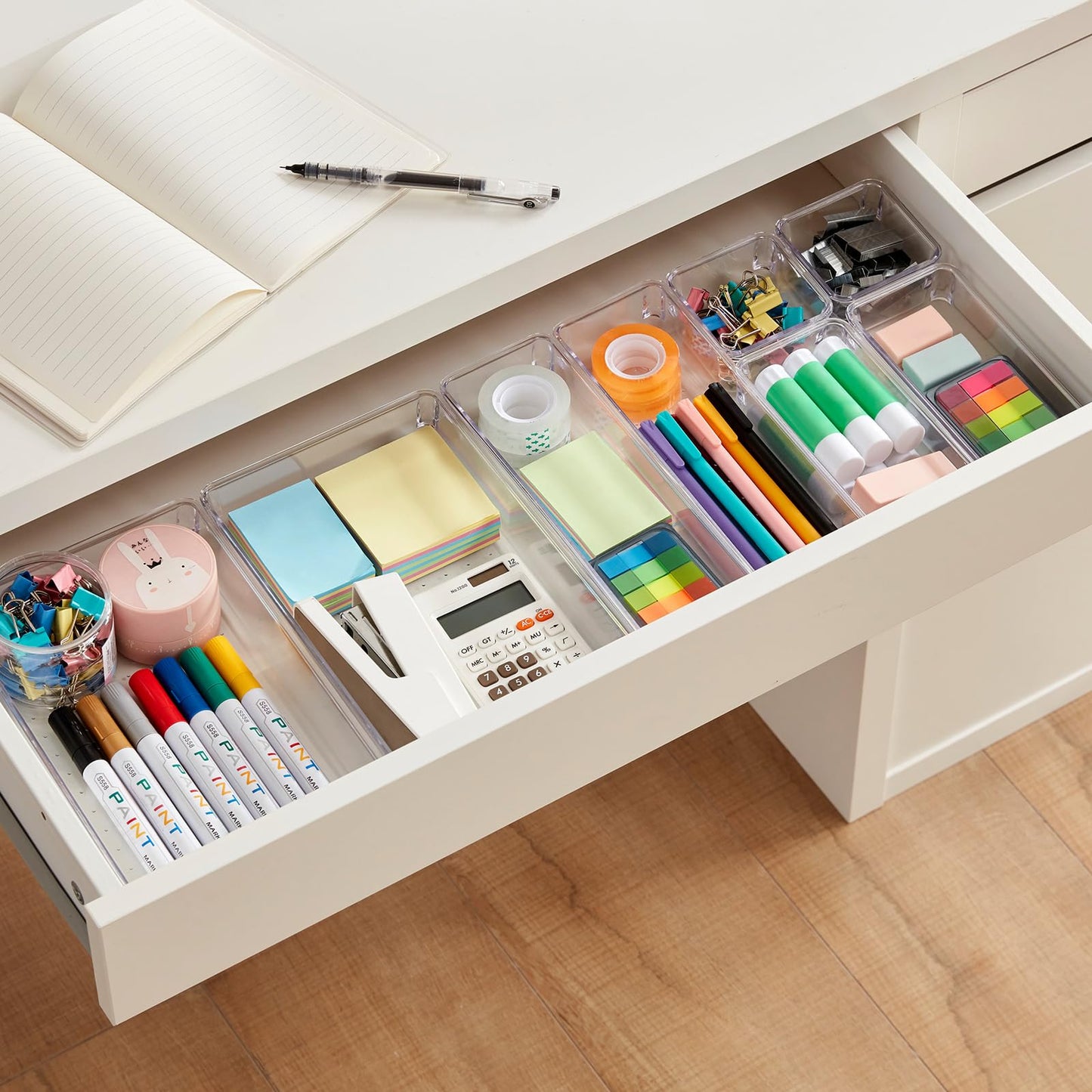 Lifewit 37-Piece Clear Plastic Drawer Organizer, Desk Drawer Dividers, Trays, Dresser Storage Bins Separator Box for Makeup, Jewelry, and Gadgets, Bedroom, Bathroom, Office.