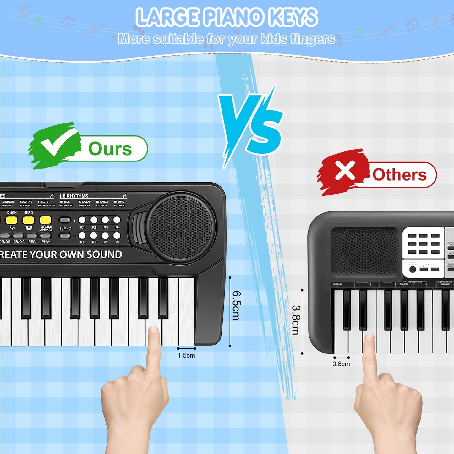 m zimoon Keyboard for Kids with Microphone, Portable Multifunctional Kids Keyboard 37 Keys for ages 3 and up, Musical Toy Piano Keyboard Learning Toy Gift for Boys Girls 3 4 5 6 Years